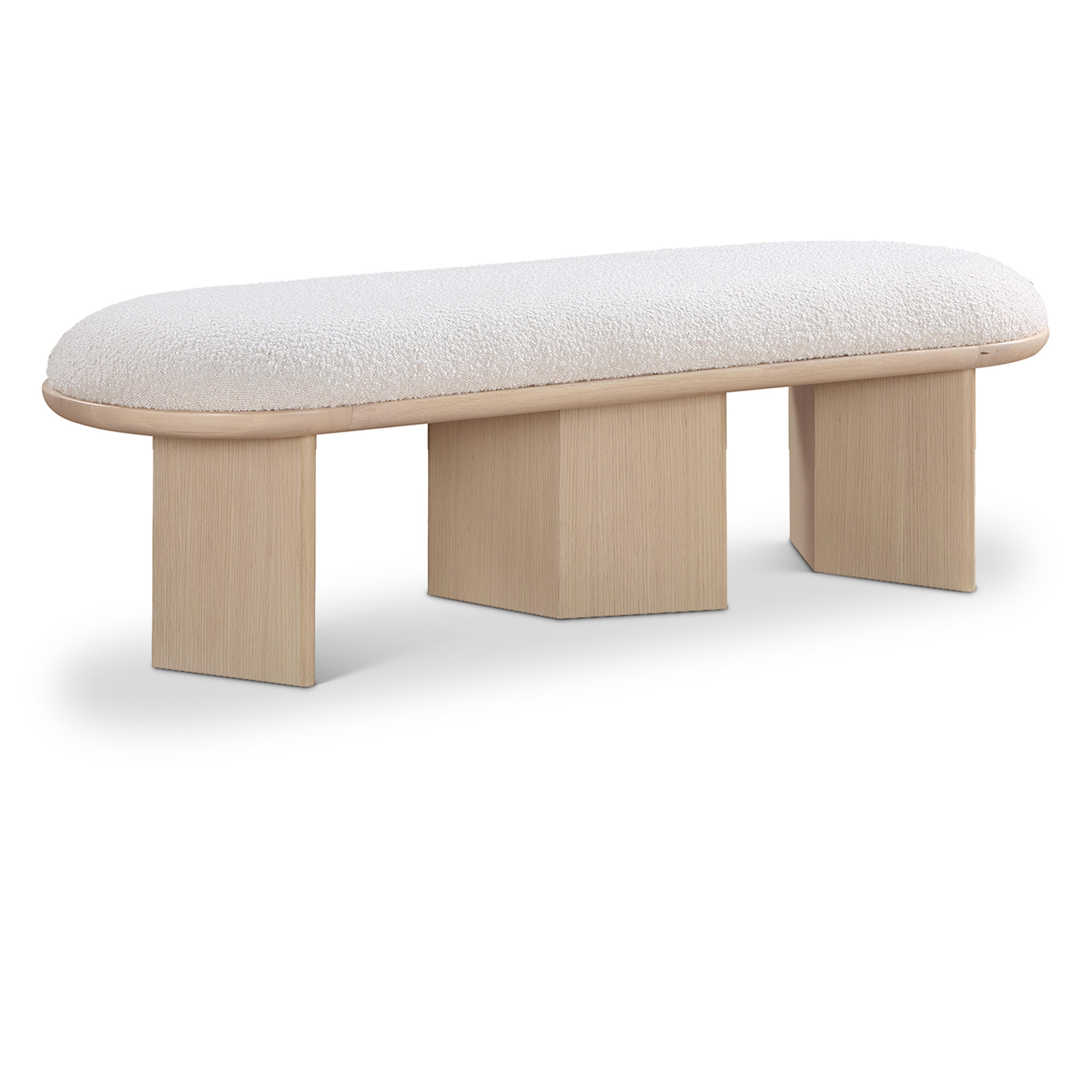 Meridian Wilshire Cream Boucle Fabric Bench