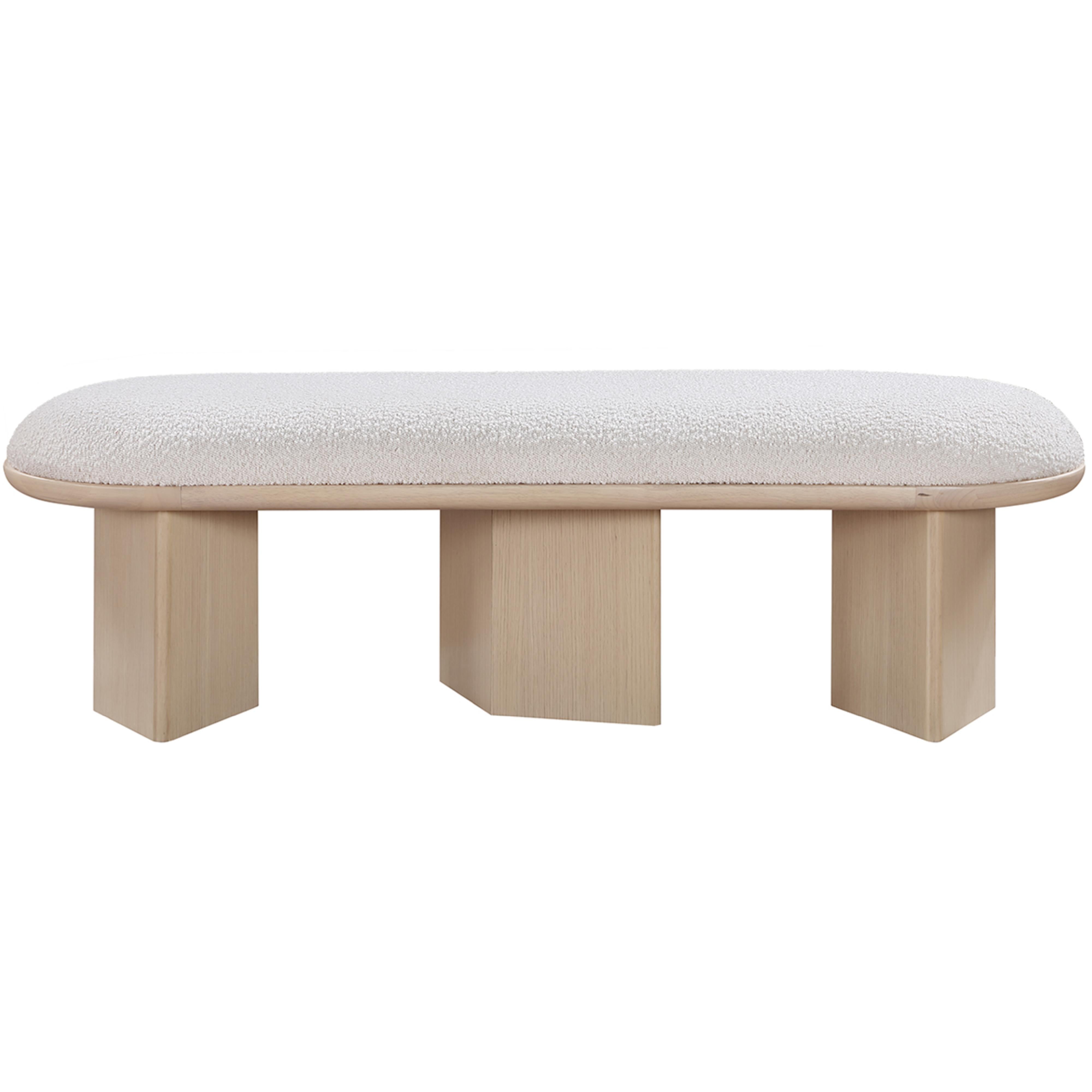 Meridian Wilshire Cream Boucle Fabric Bench