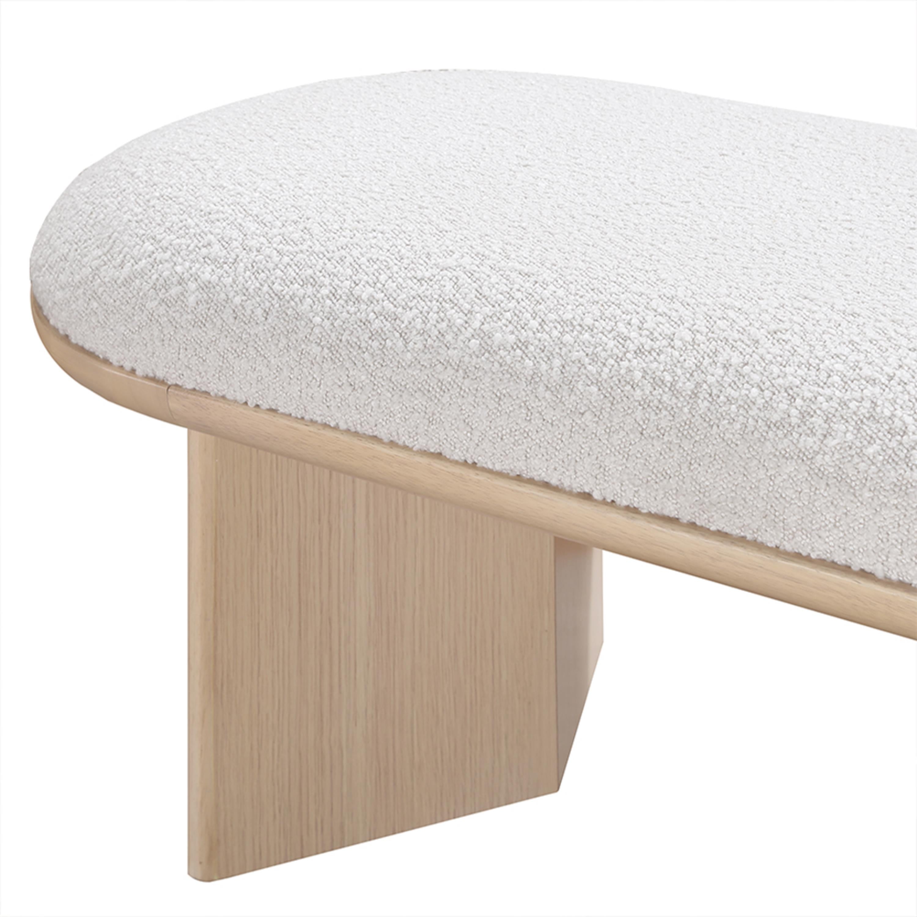 Meridian Wilshire Cream Boucle Fabric Bench