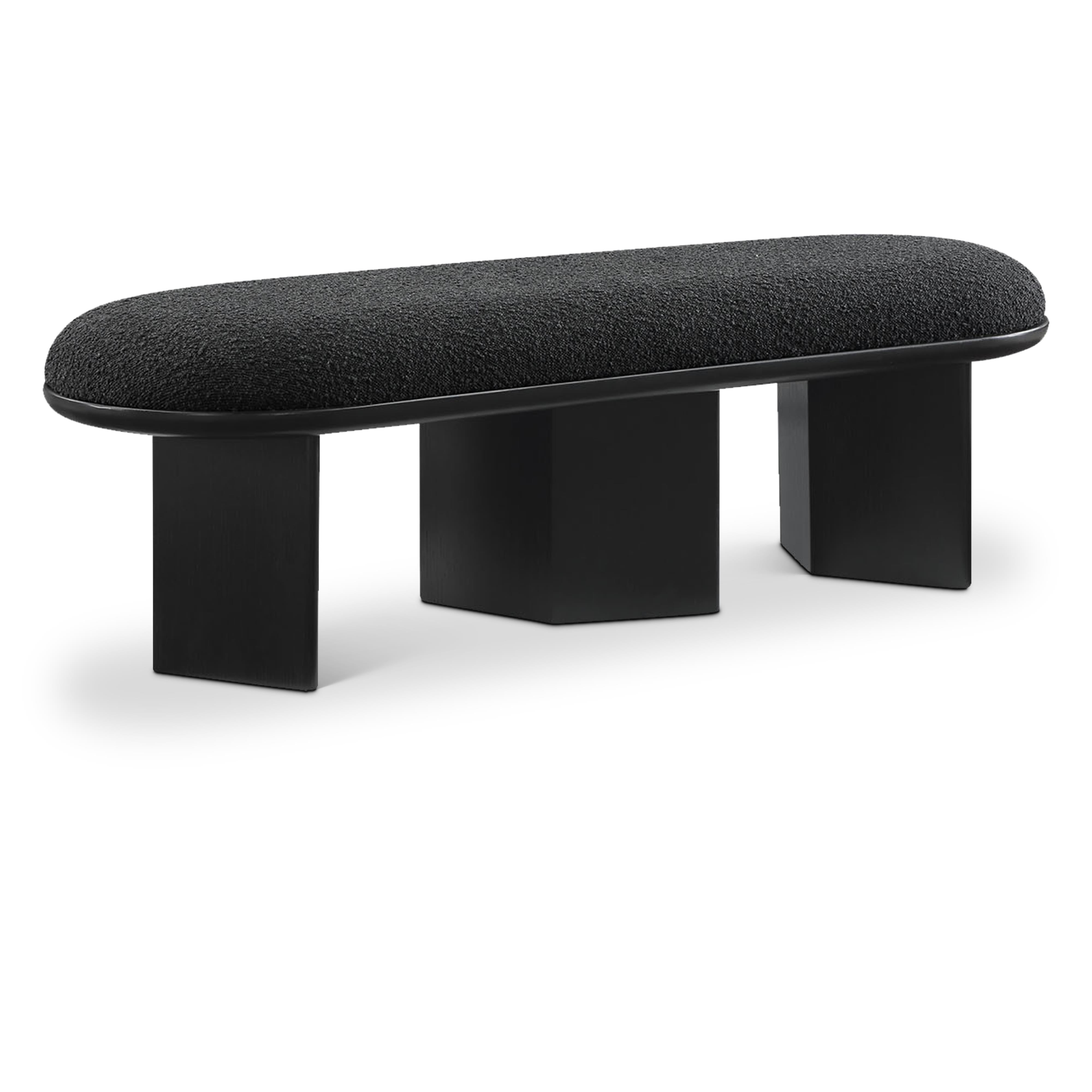 Meridian Wilshire Black Boucle Fabric Bench