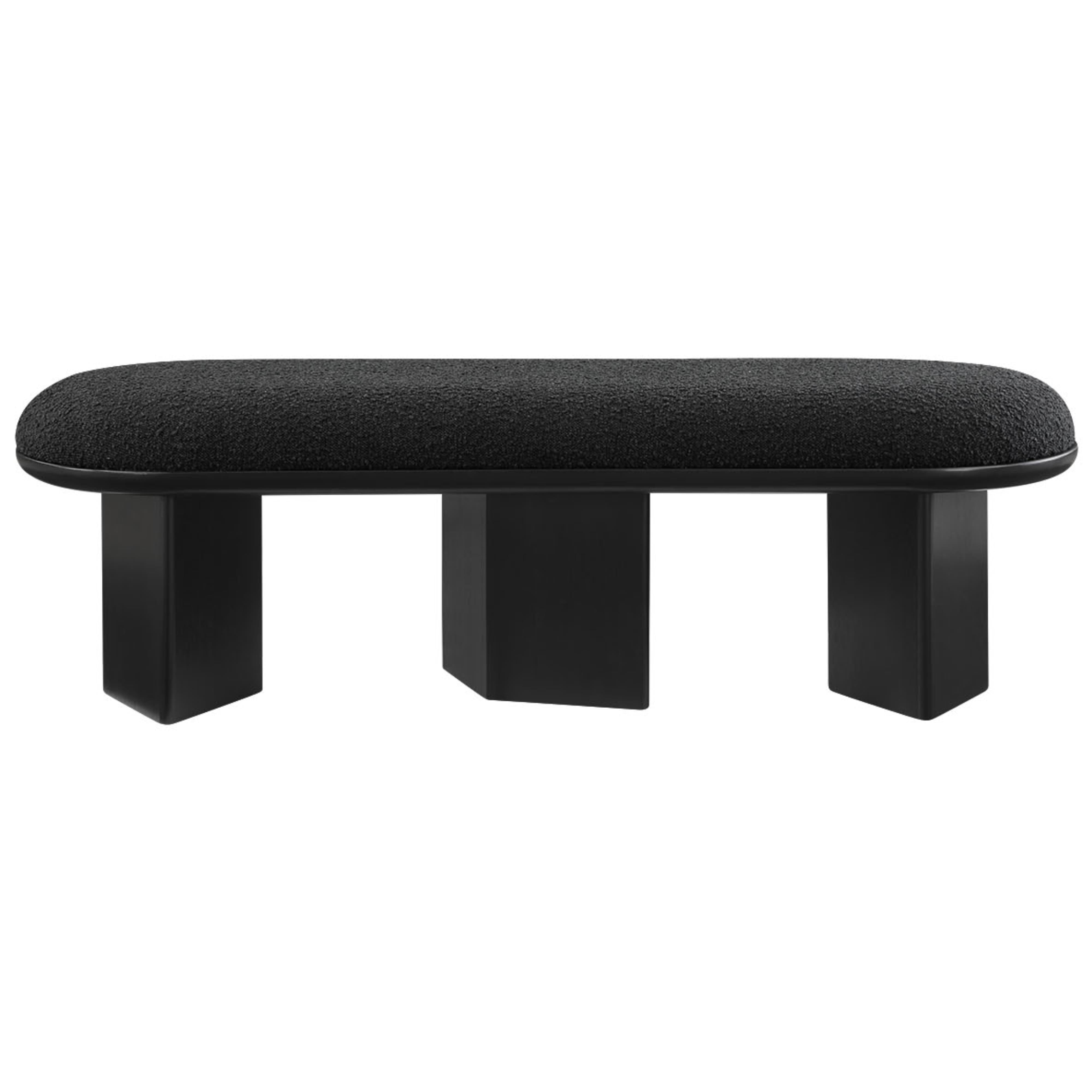 Meridian Wilshire Black Boucle Fabric Bench