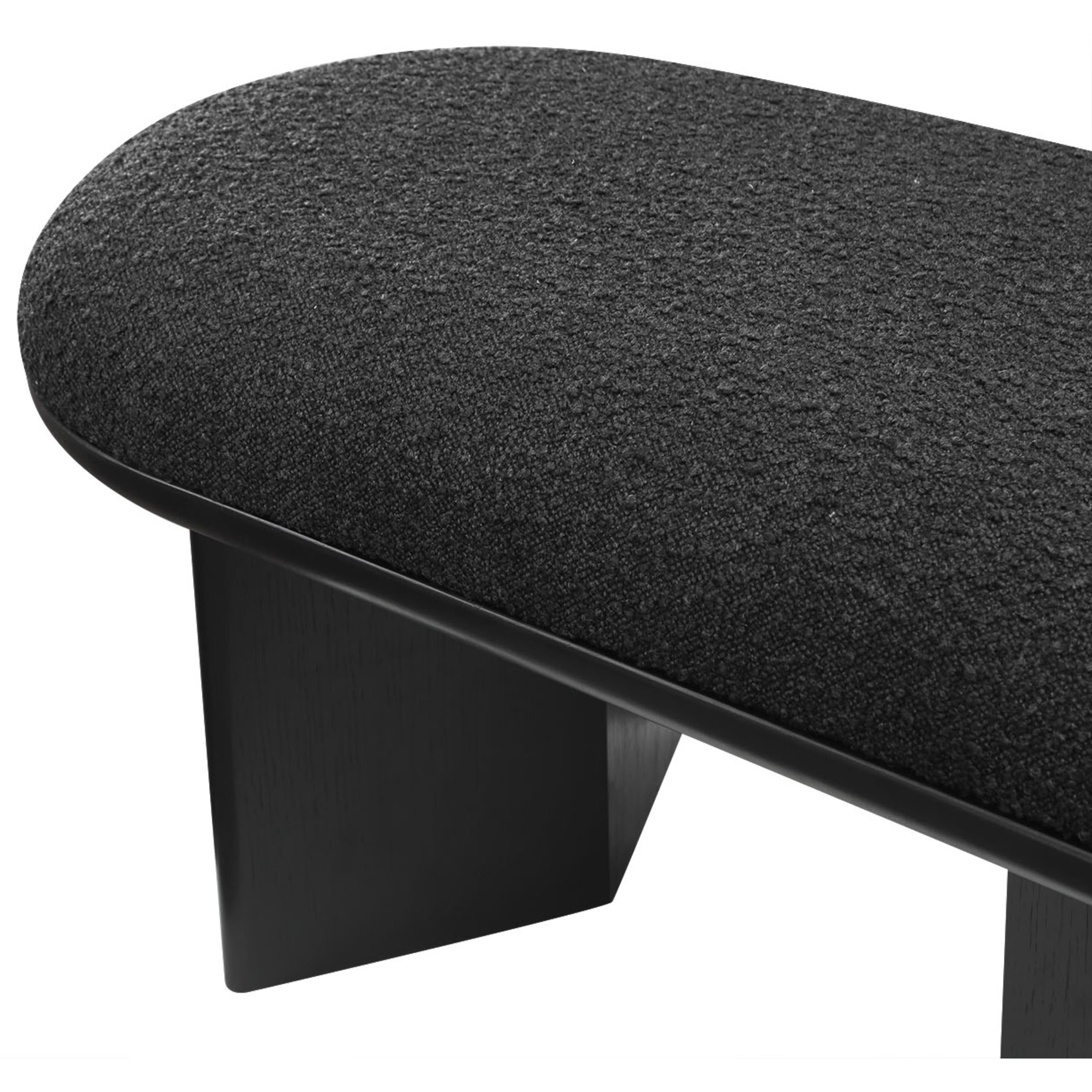 Meridian Wilshire Black Boucle Fabric Bench