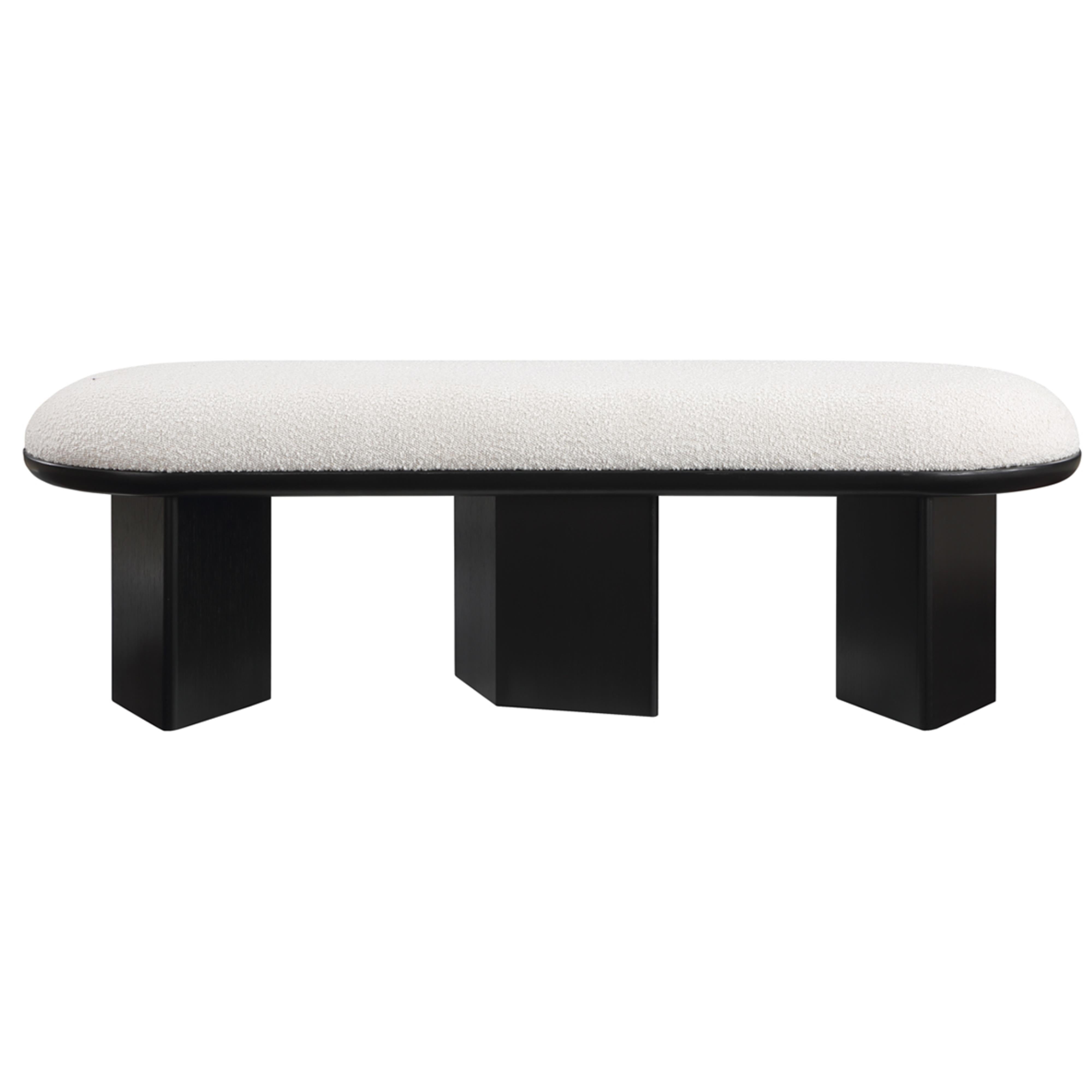 Meridian Wilshire Cream Boucle Fabric Bench