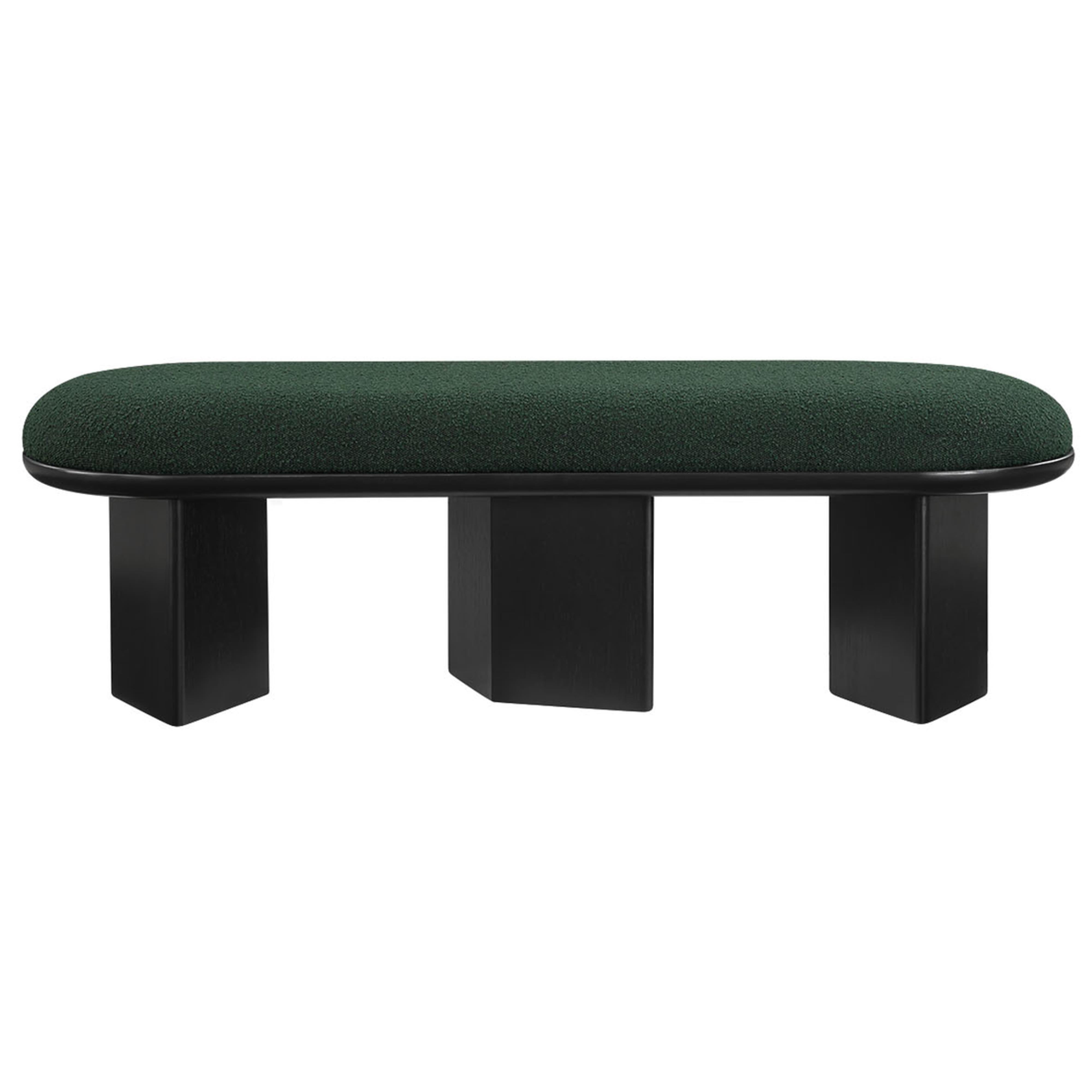 Meridian Wilshire Green Boucle Fabric Bench