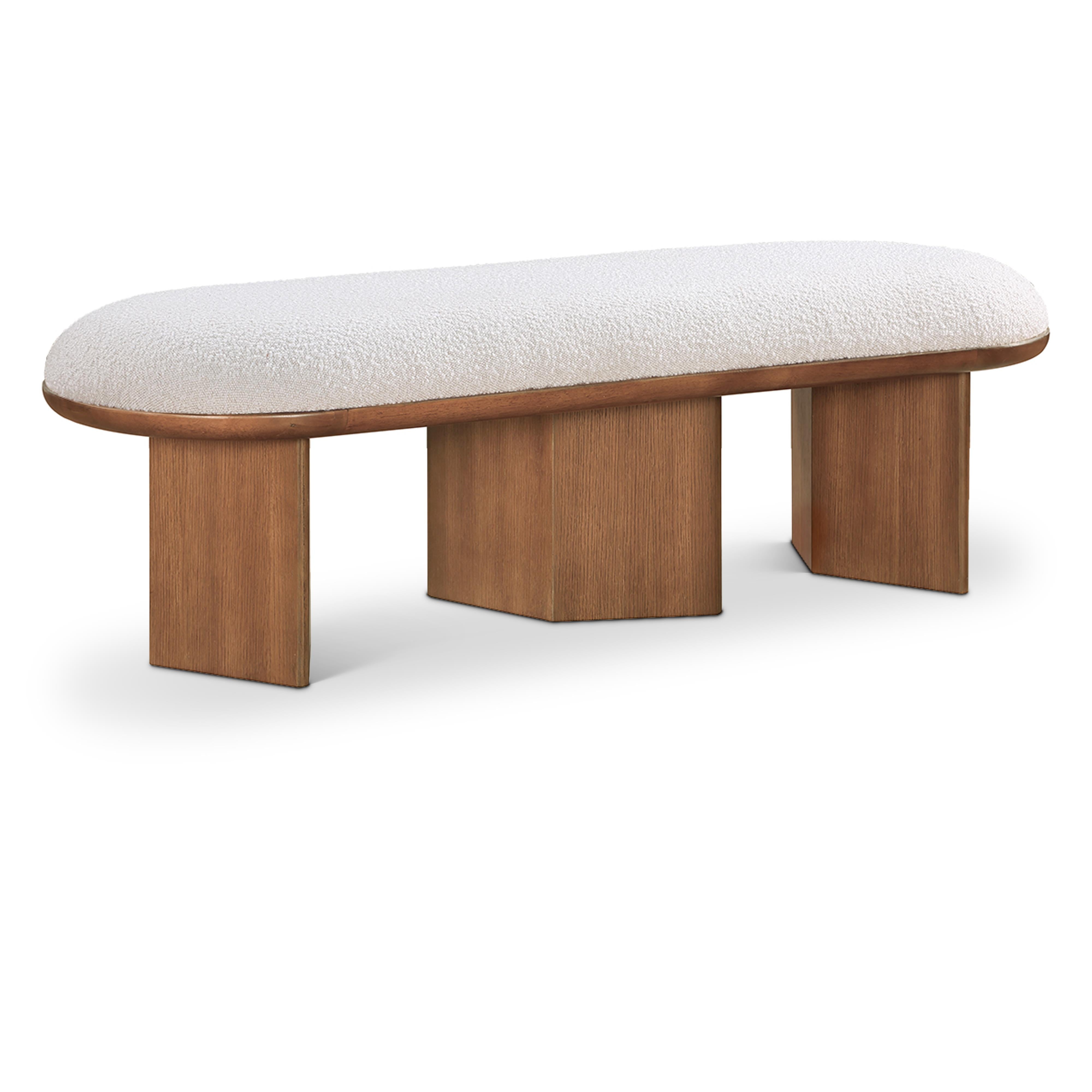 Meridian Wilshire Cream Boucle Fabric Bench