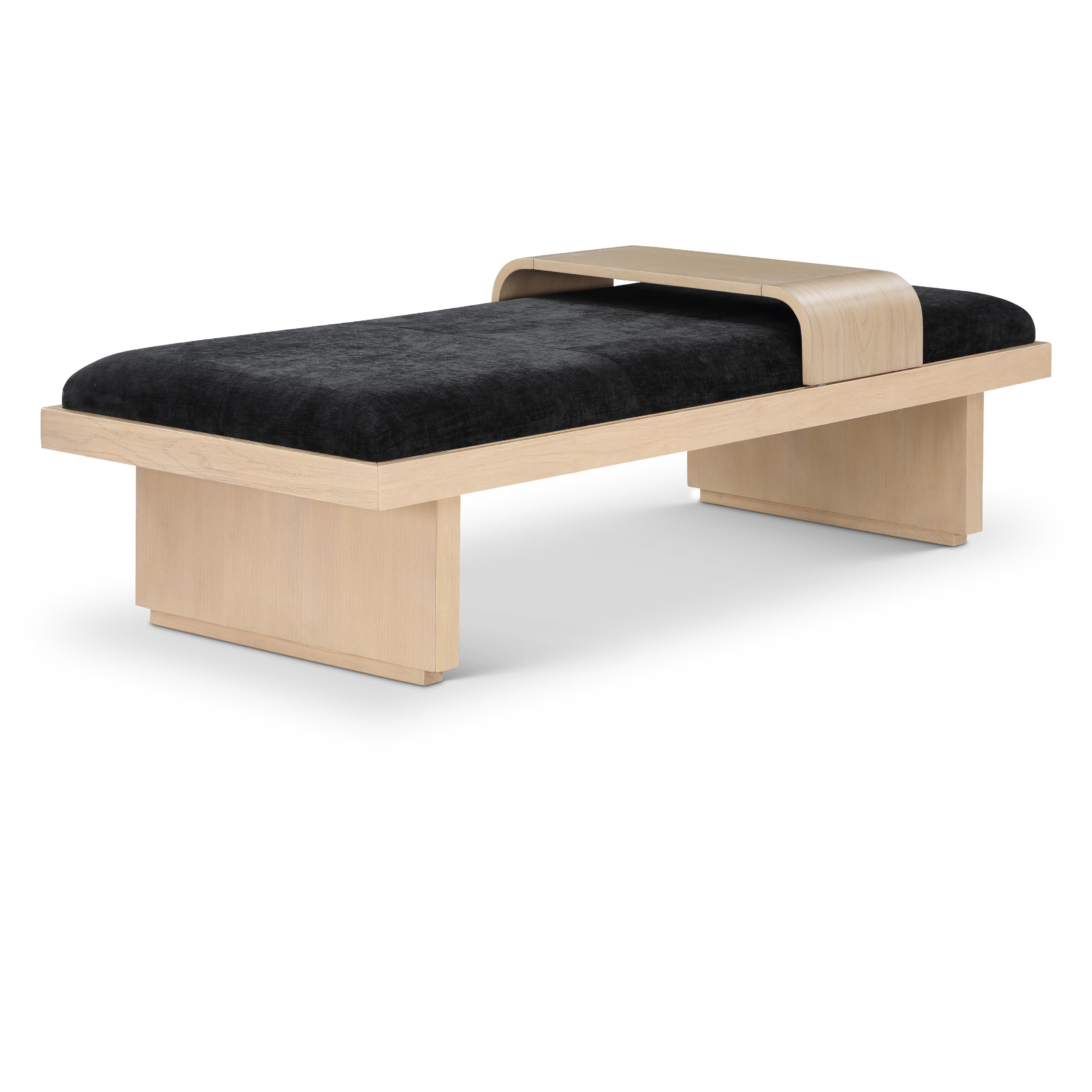 Meridian Arlington Black Chenille Fabric Bench