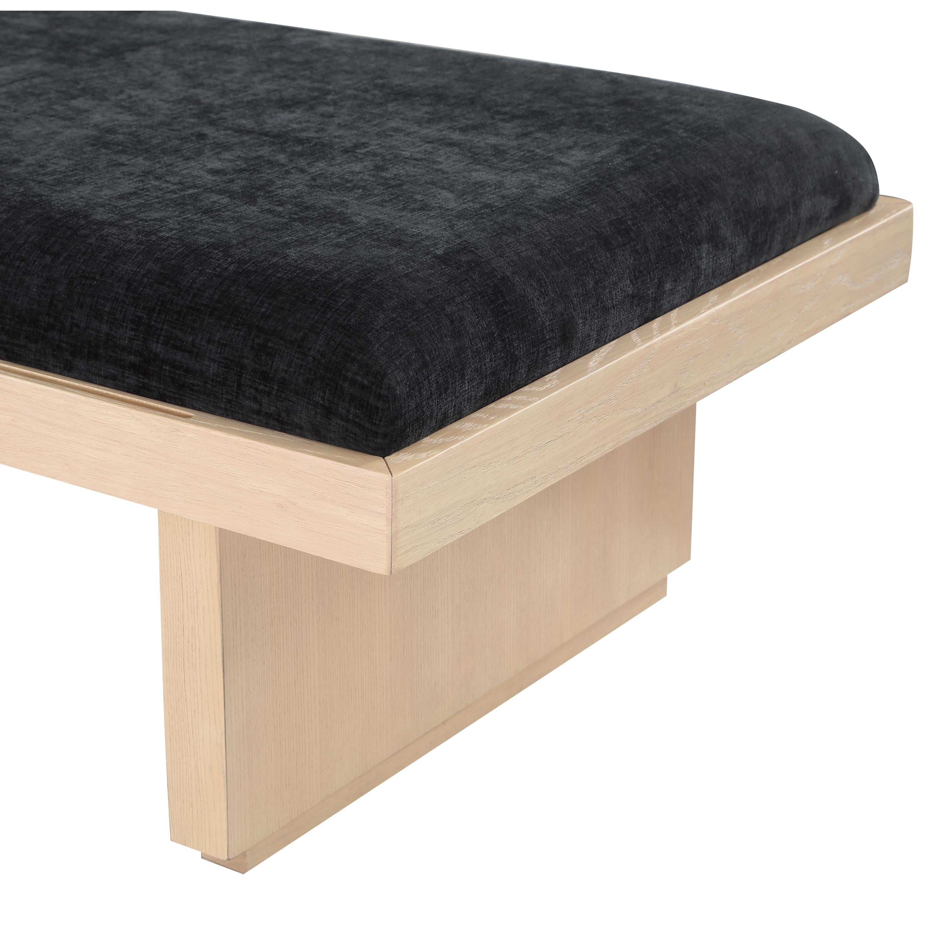 Meridian Arlington Black Chenille Fabric Bench