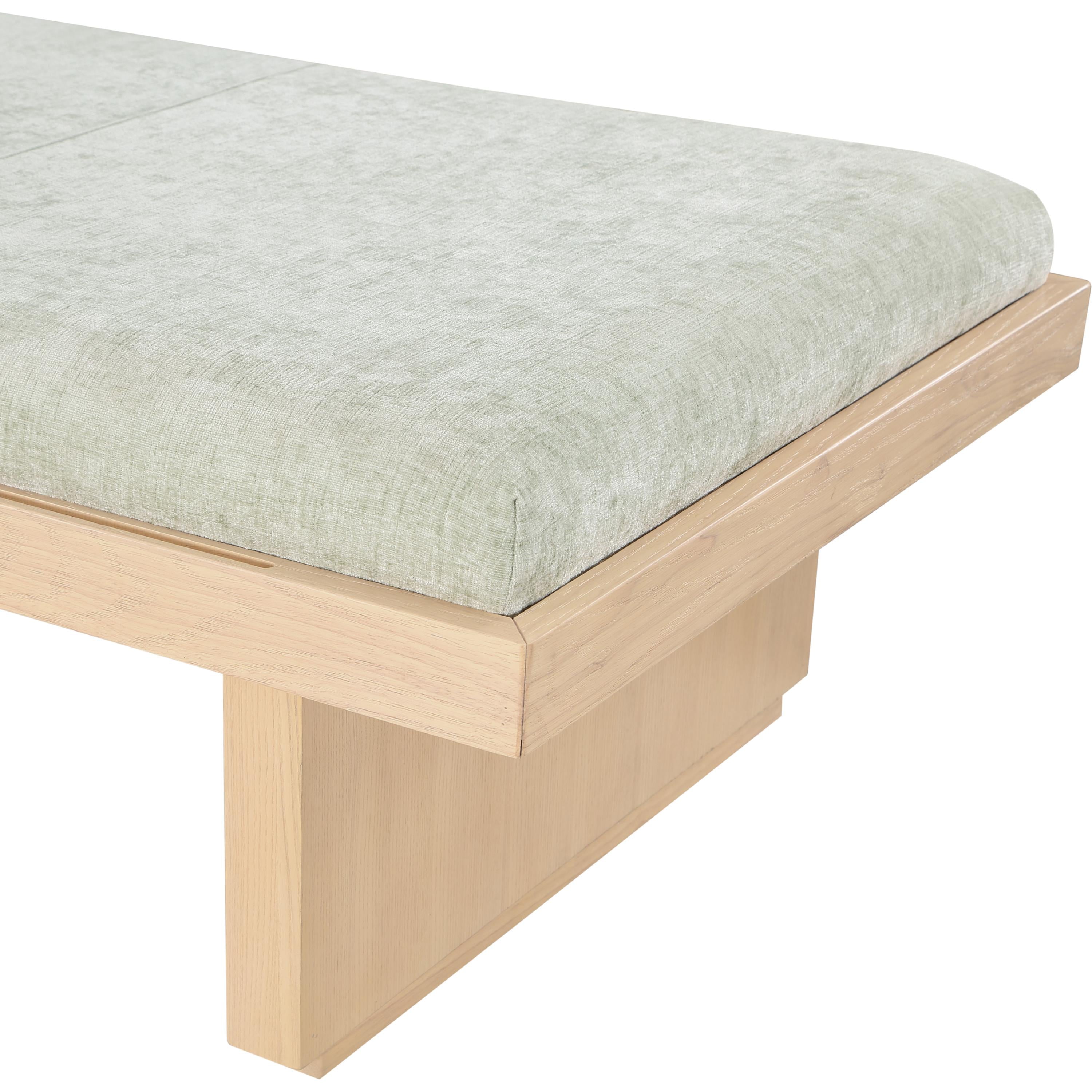 Meridian Arlington Mint Green Chenille Fabric Bench