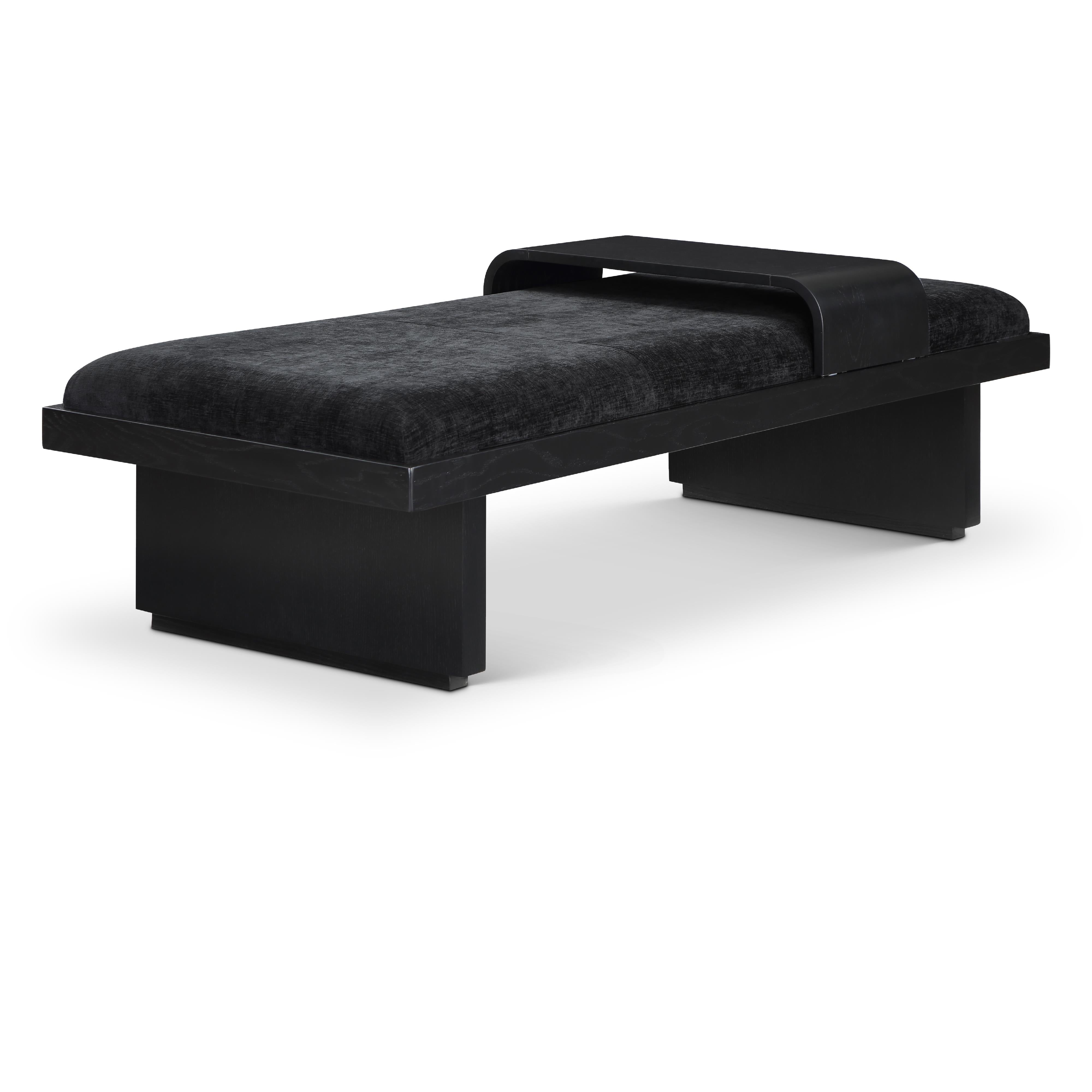 Meridian Arlington Black Chenille Fabric Bench