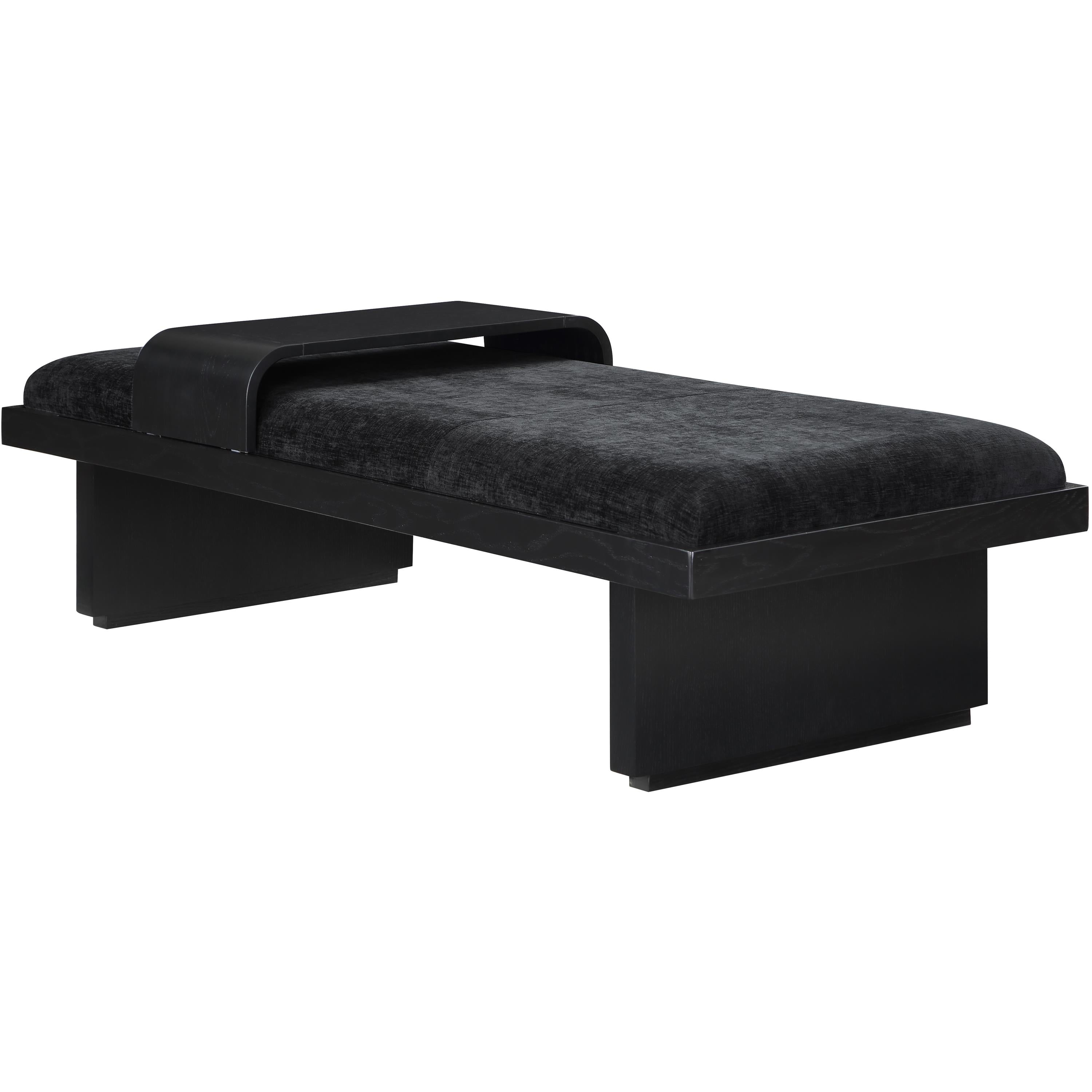 Meridian Arlington Black Chenille Fabric Bench