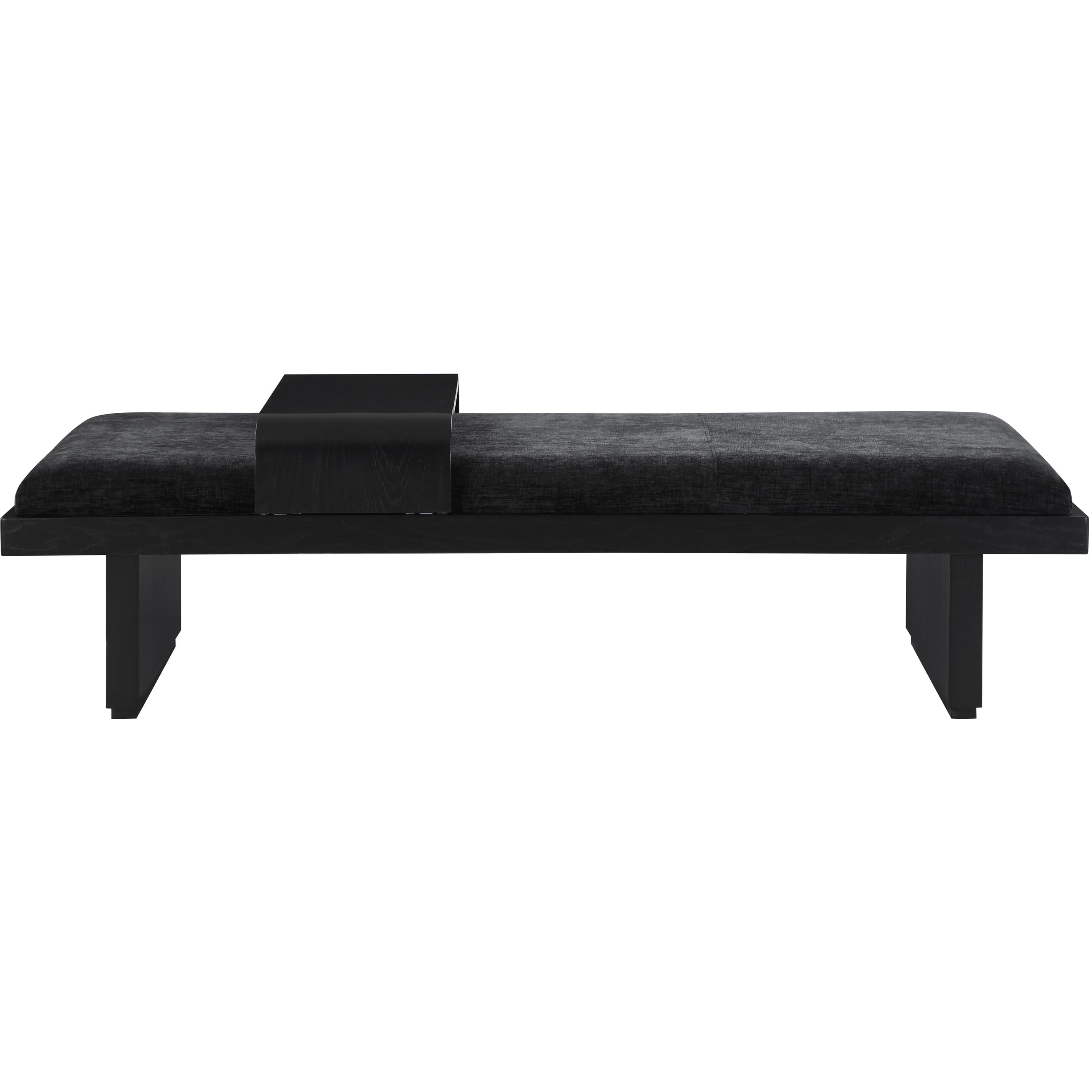 Meridian Arlington Black Chenille Fabric Bench