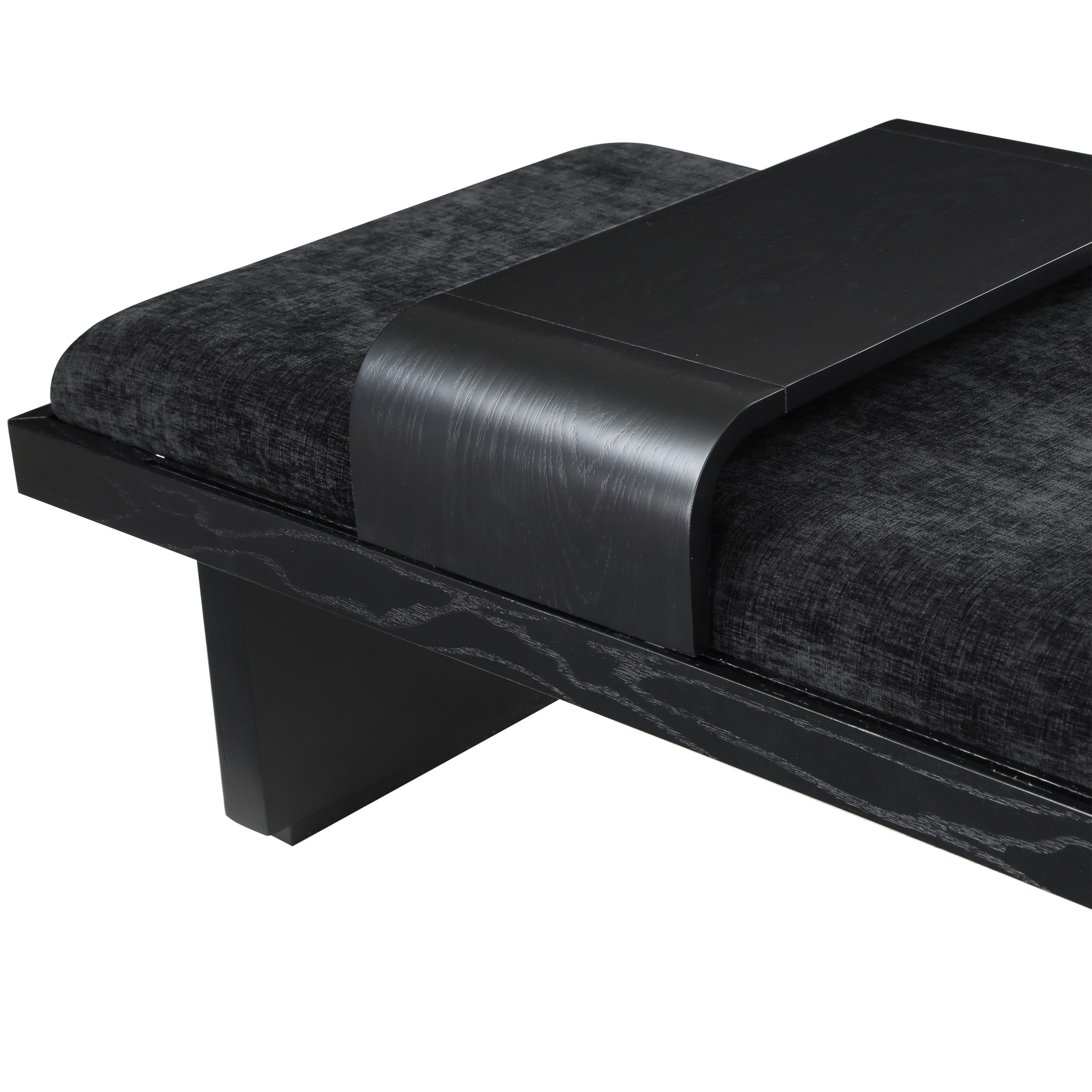 Meridian Arlington Black Chenille Fabric Bench