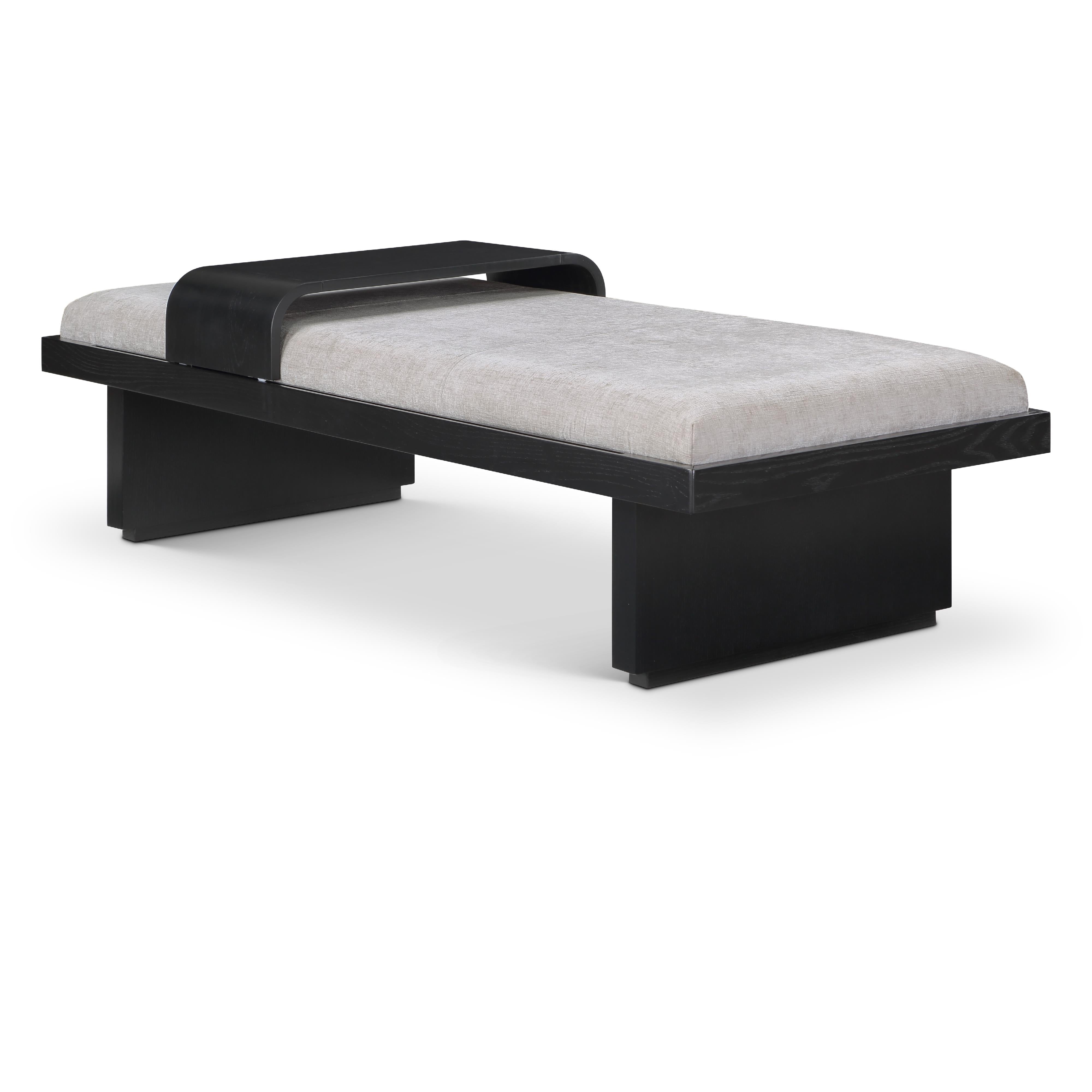 Meridian Arlington Light Grey Chenille Fabric Bench