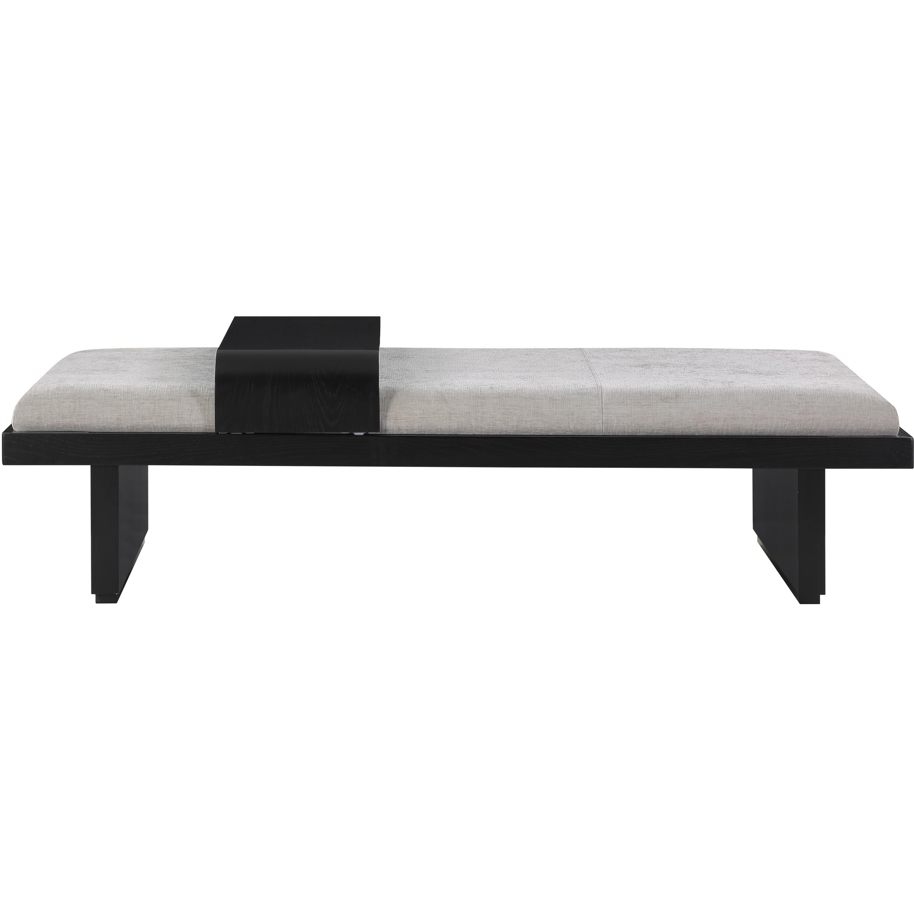 Meridian Arlington Light Grey Chenille Fabric Bench