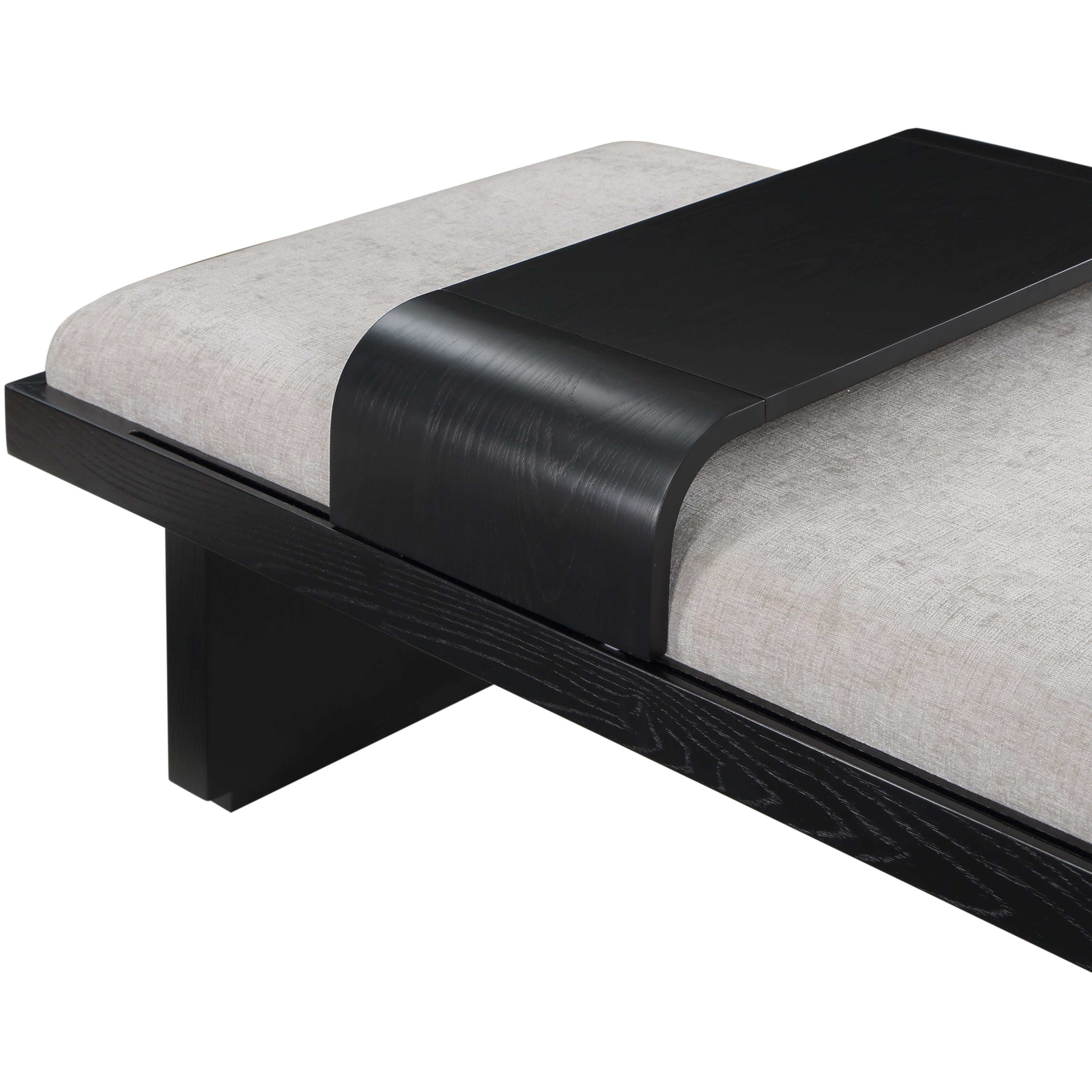 Meridian Arlington Light Grey Chenille Fabric Bench