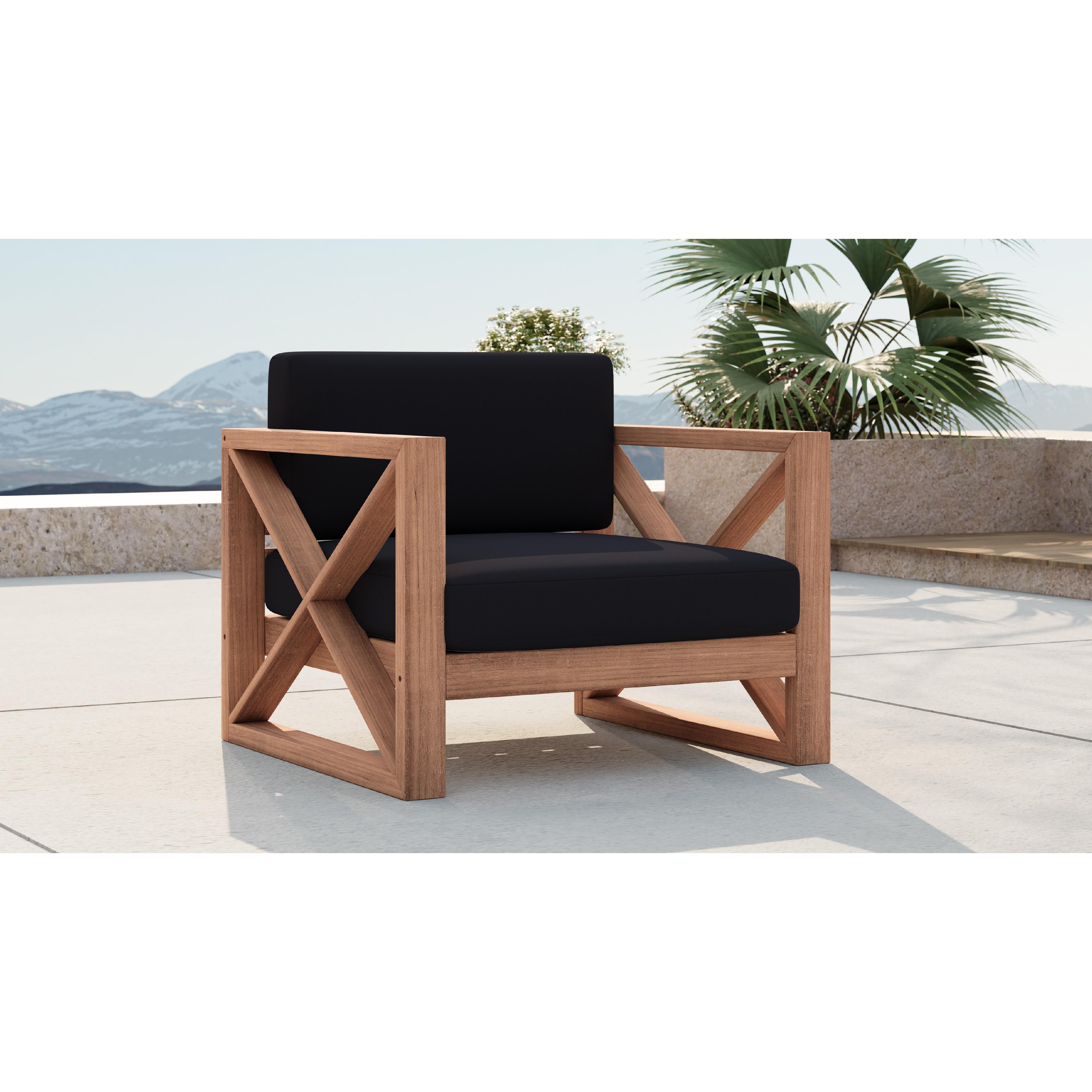 Meridian Anguilla Black Water Resistant Fabric Outdoor Chair