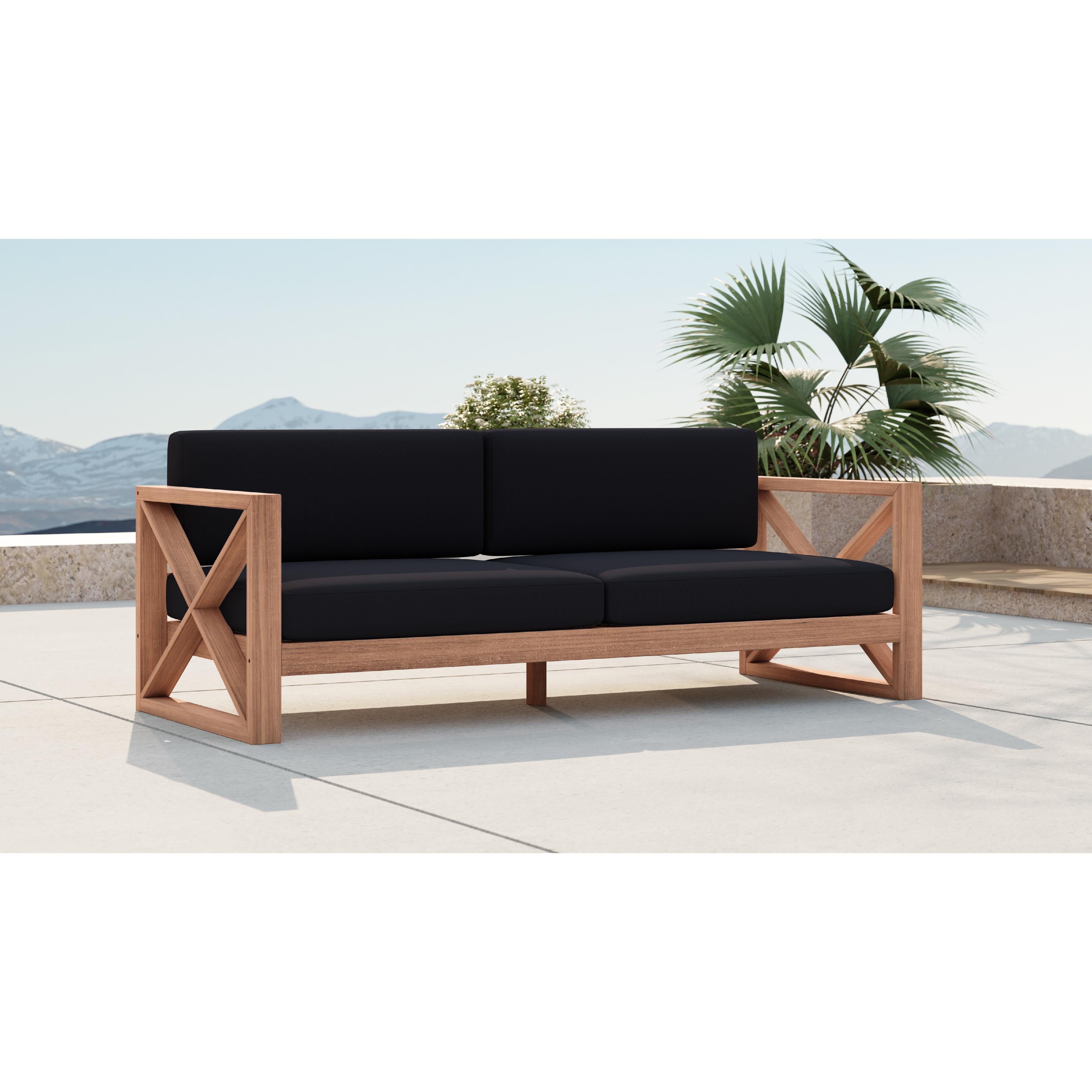 Meridian Anguilla Black Water Resistant Fabric Outdoor Sofa