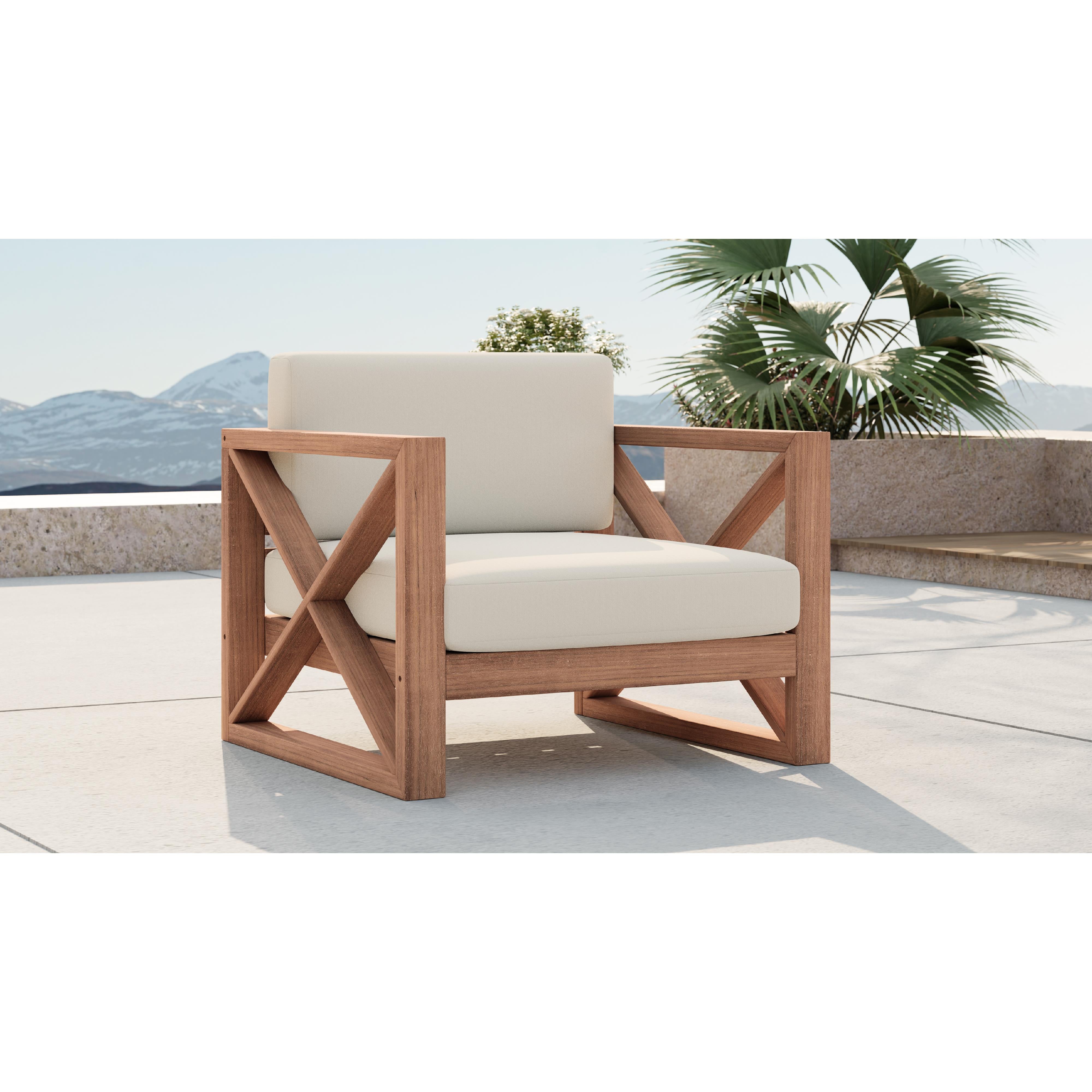 Meridian Anguilla Off White Water Resistant Fabric Outdoor Chair