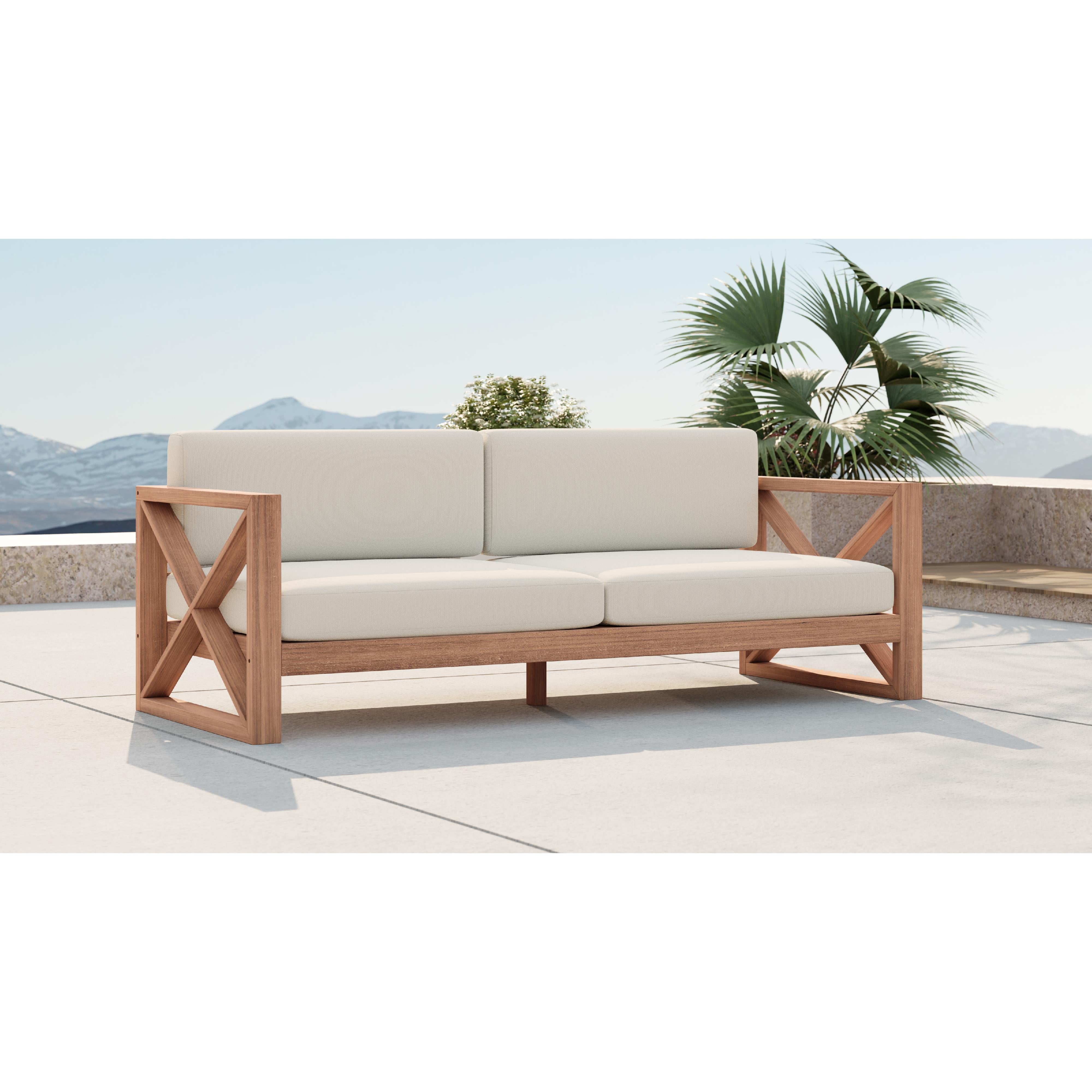 Meridian Anguilla Off White Water Resistant Fabric Outdoor Sofa