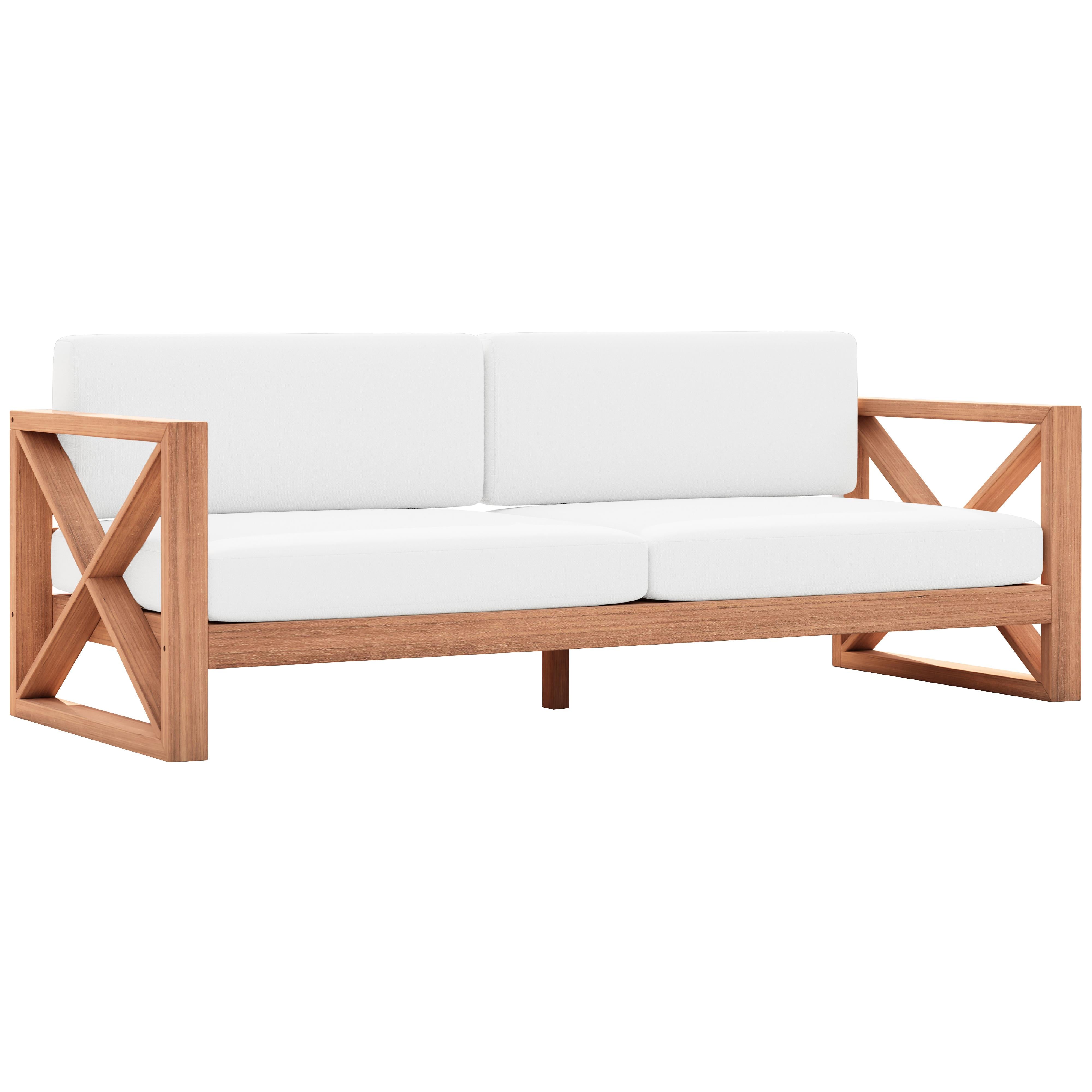 Meridian Anguilla Off White Water Resistant Fabric Outdoor Sofa