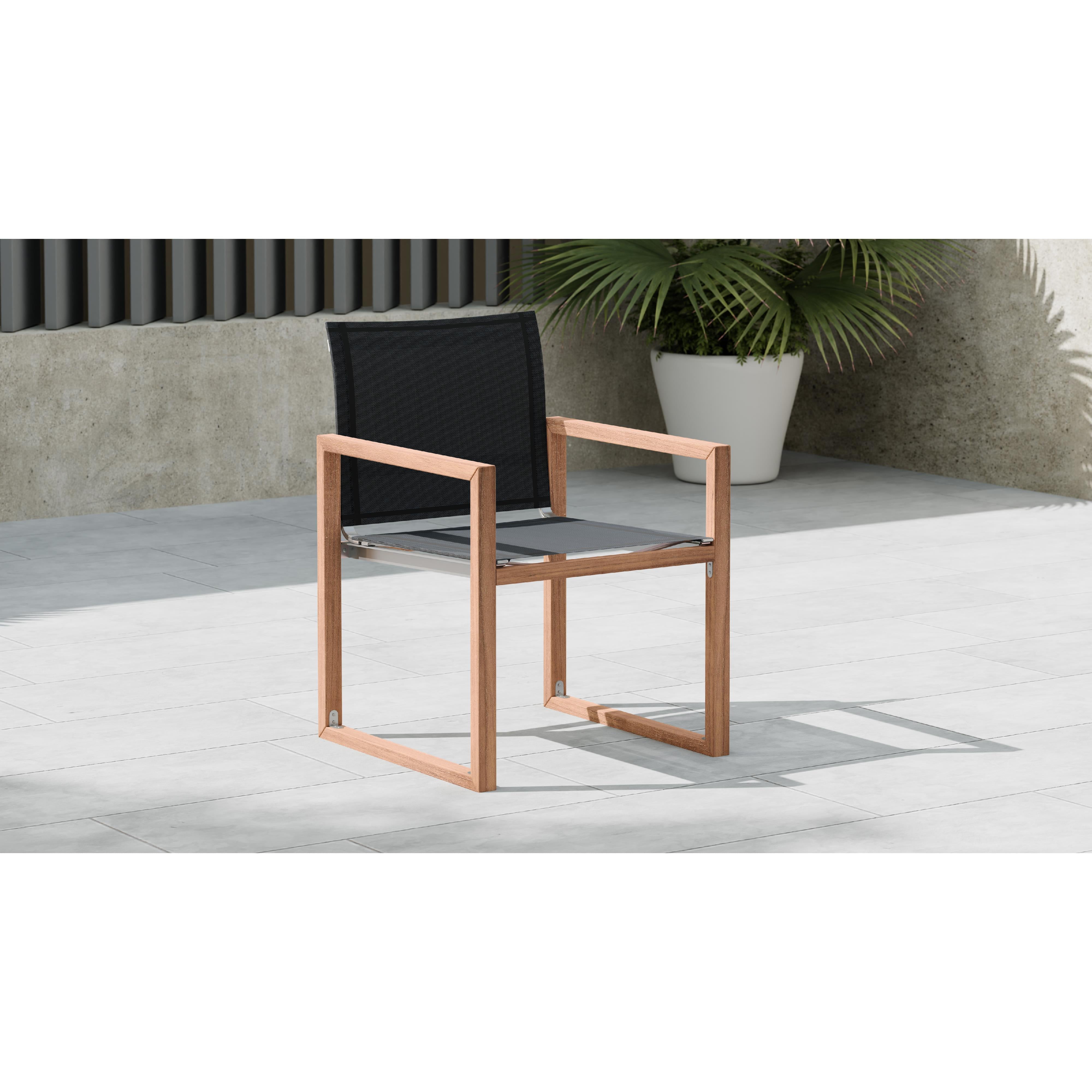 Meridian Tulum Black Water Resistant Fabric Outdoor Patio Dining Arm Chair