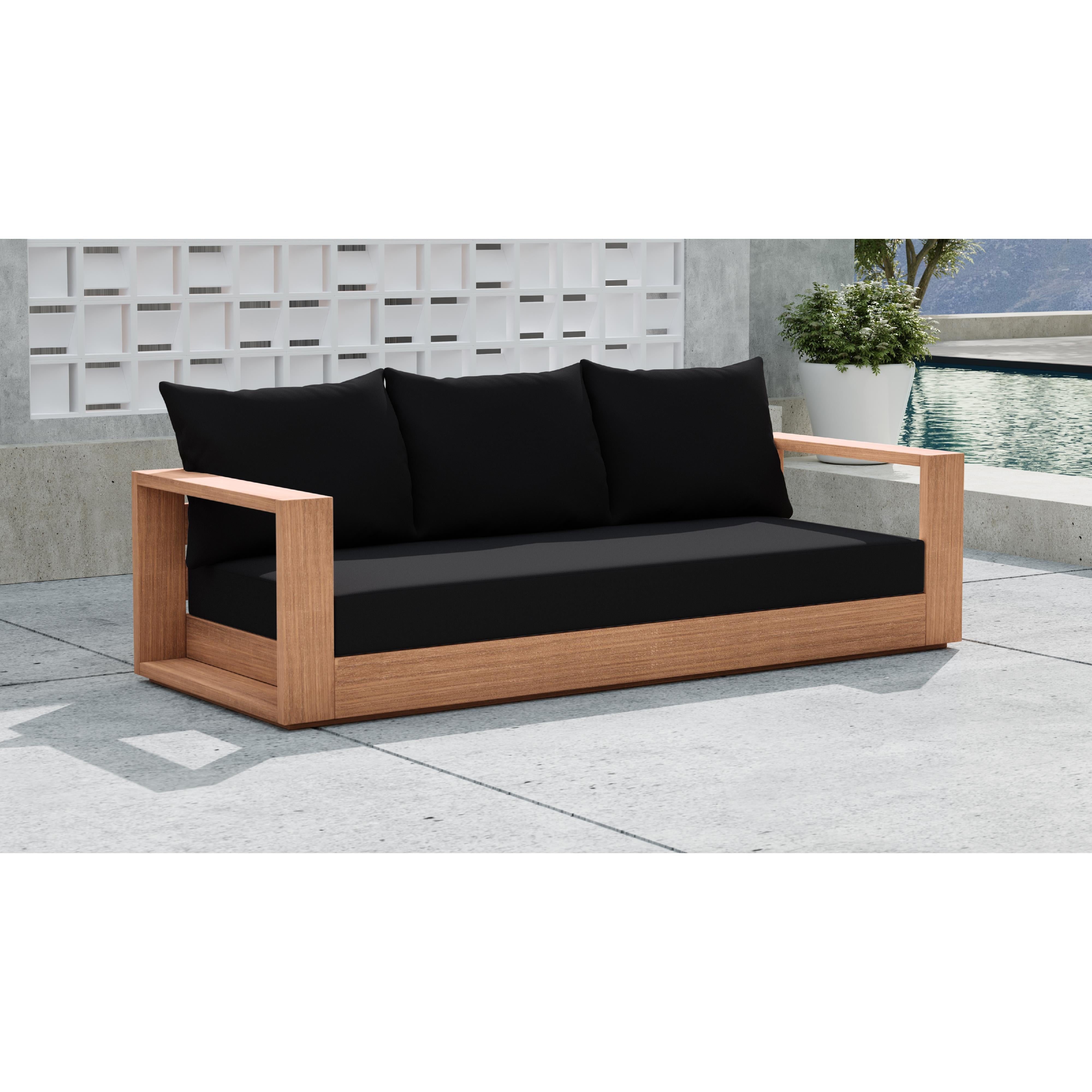 Meridian Tulum Black Water Resistant Fabric Outdoor Sofa