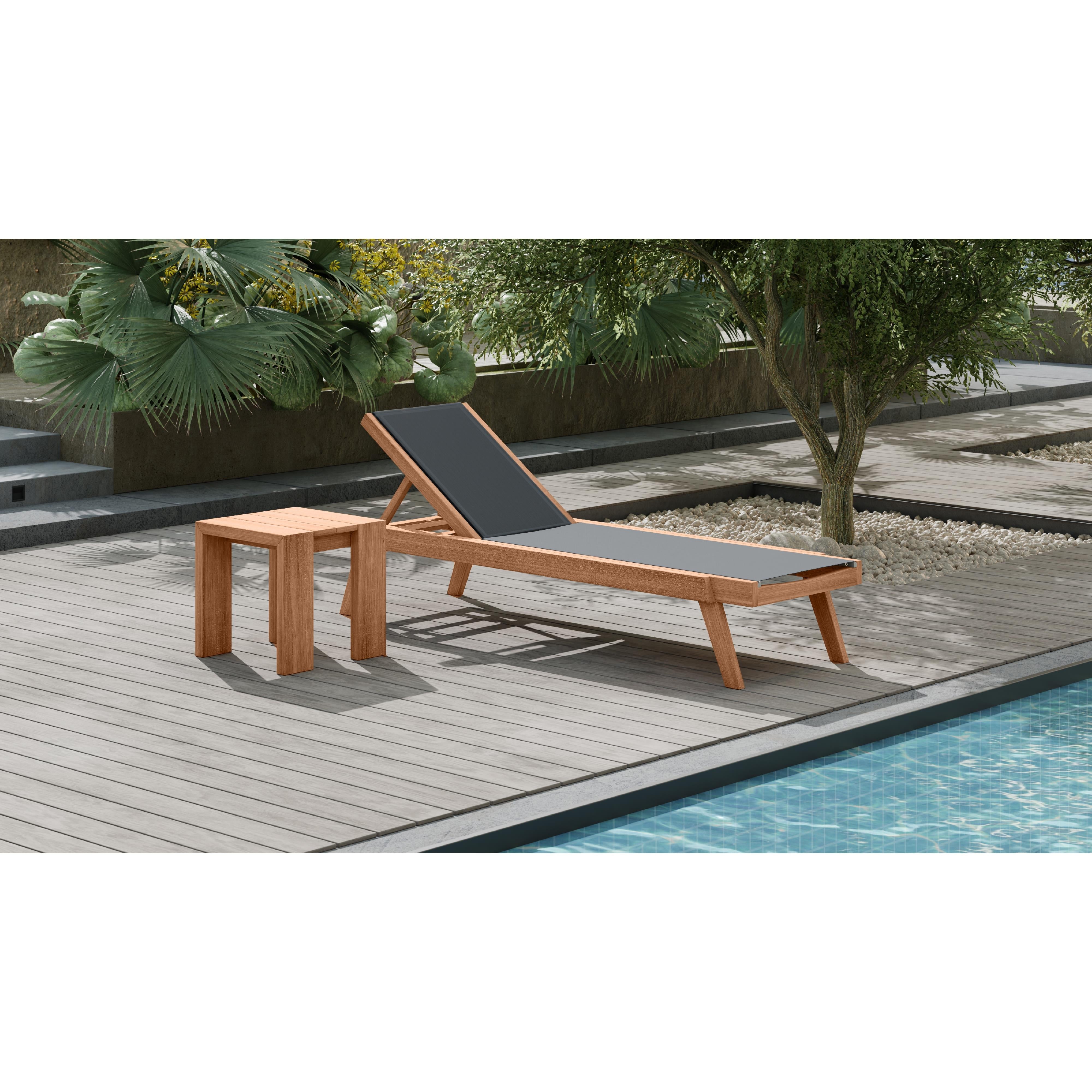 Meridian Tulum Black Water Resistant Fabric Outdoor Patio Lounger