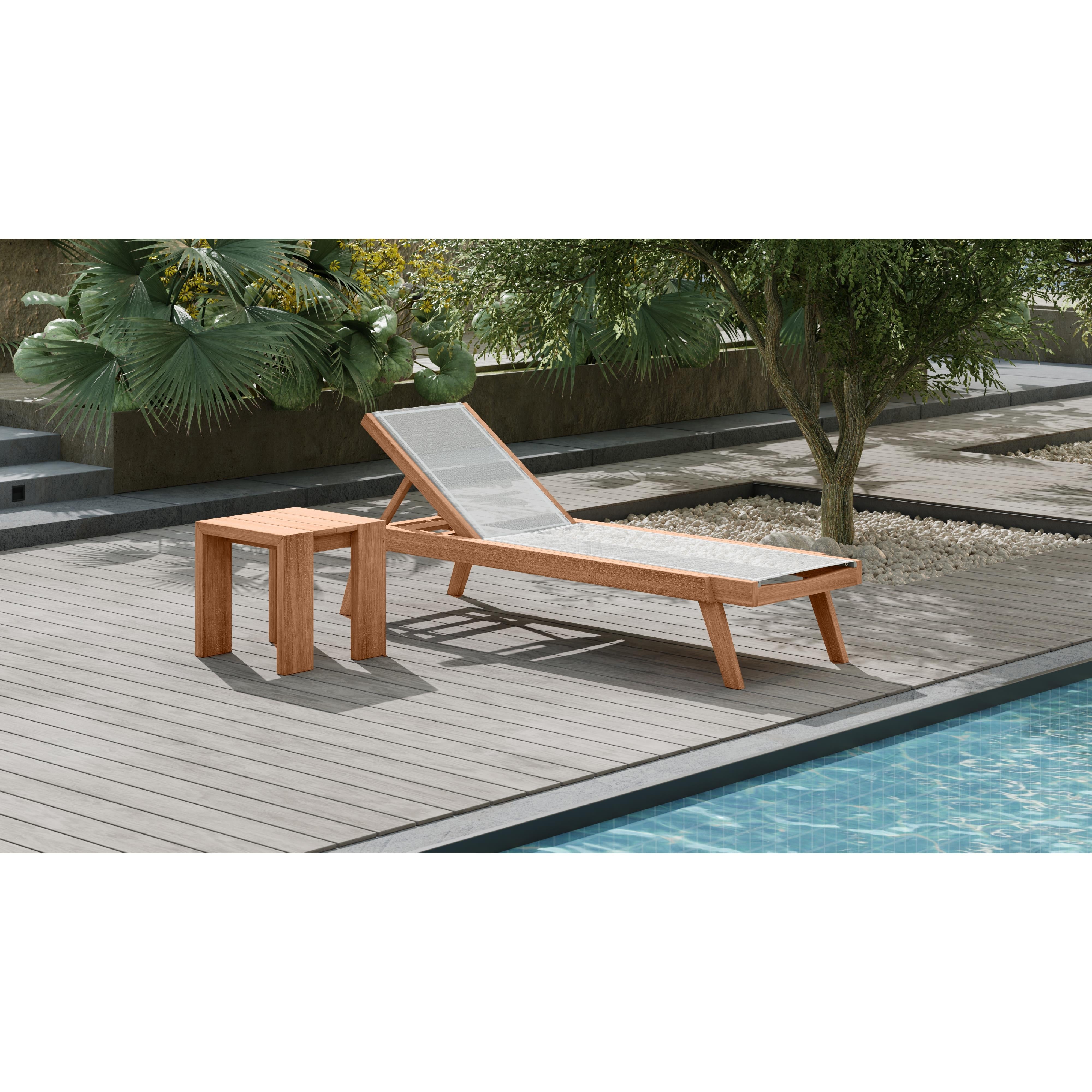 Meridian Tulum Off White Water Resistant Fabric Outdoor Patio Lounger