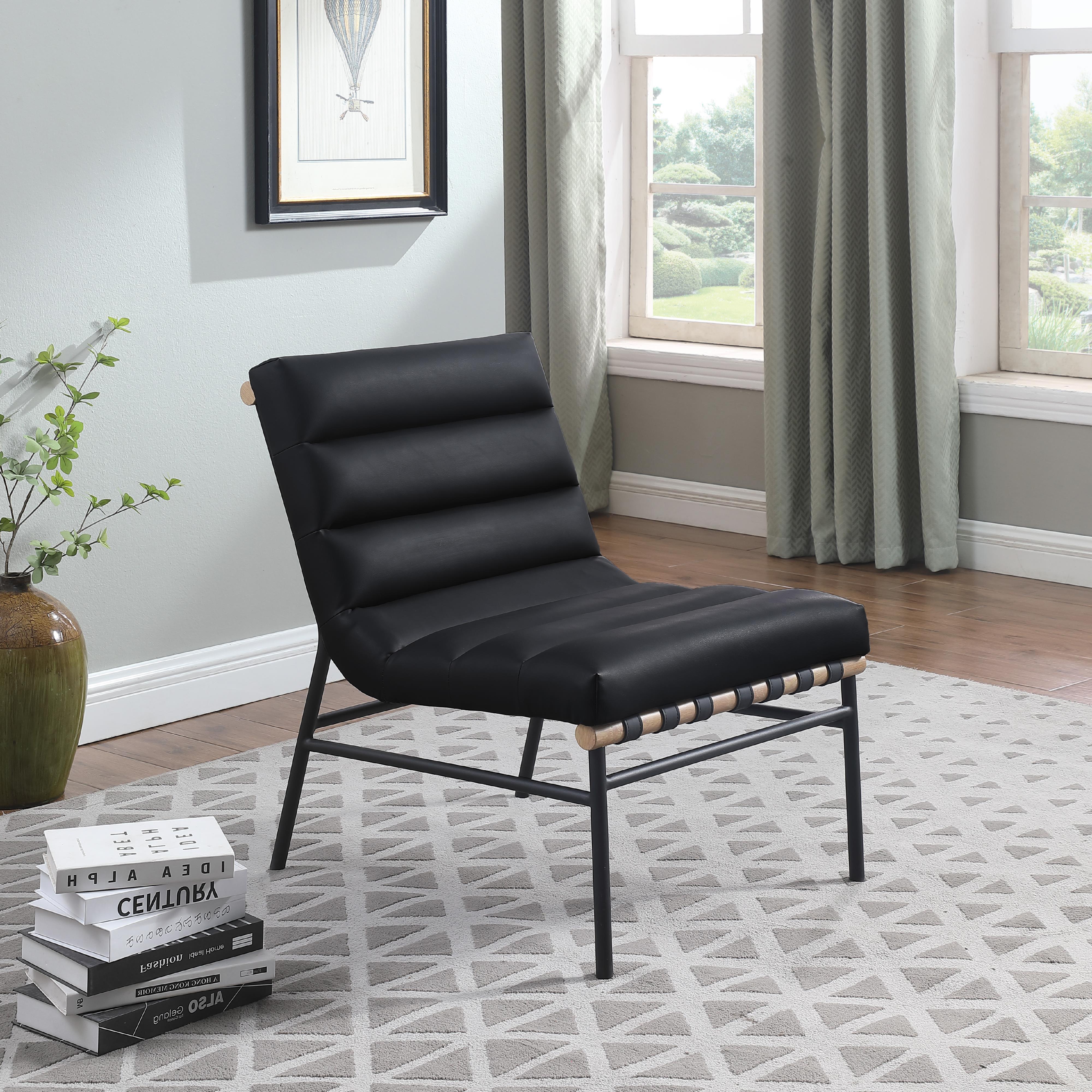 Meridian Burke Black Vegan Leather Accent Chair