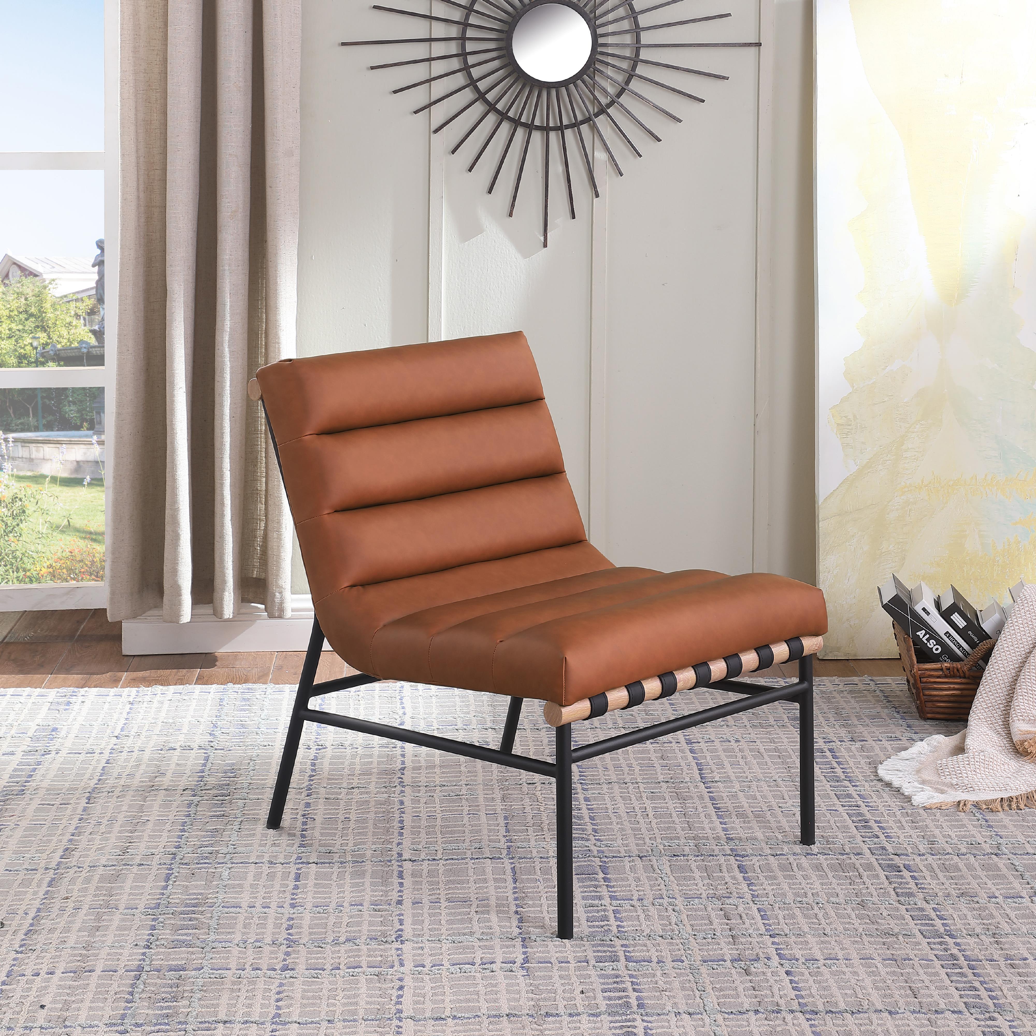 Meridian Burke Cognac Vegan Leather Accent Chair