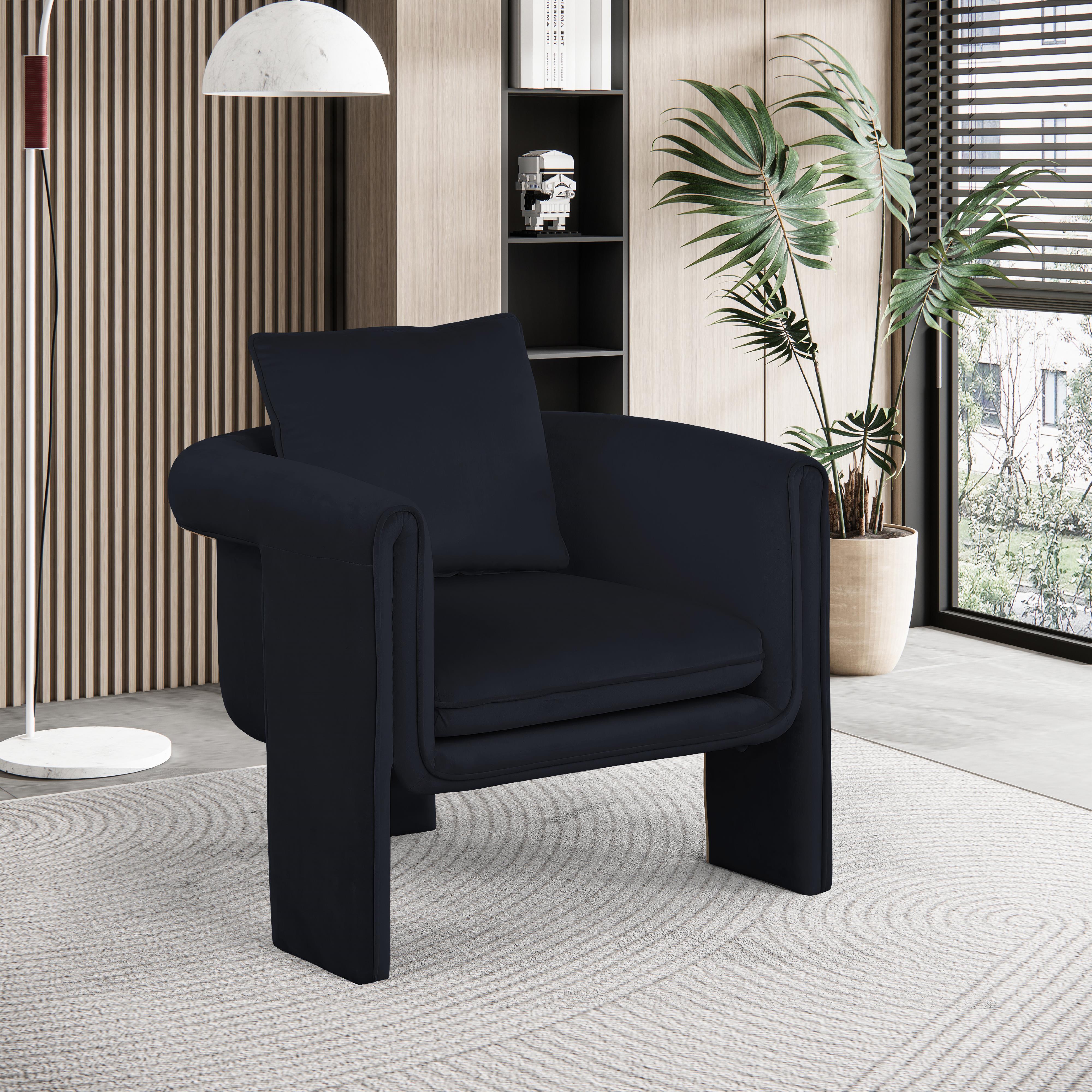 Meridian Sloan Black Velvet Accent Chair