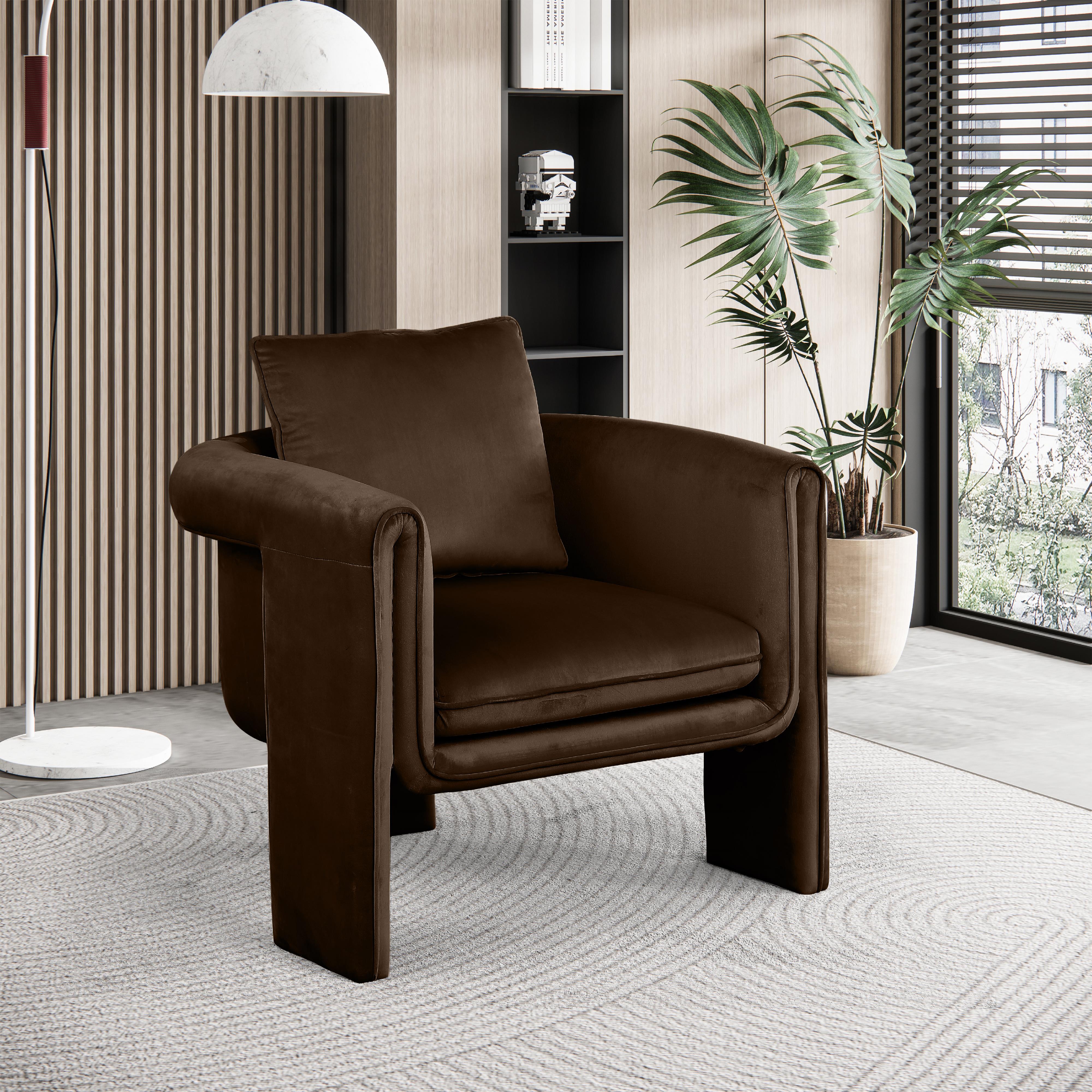 Meridian Sloan Brown Velvet Accent Chair