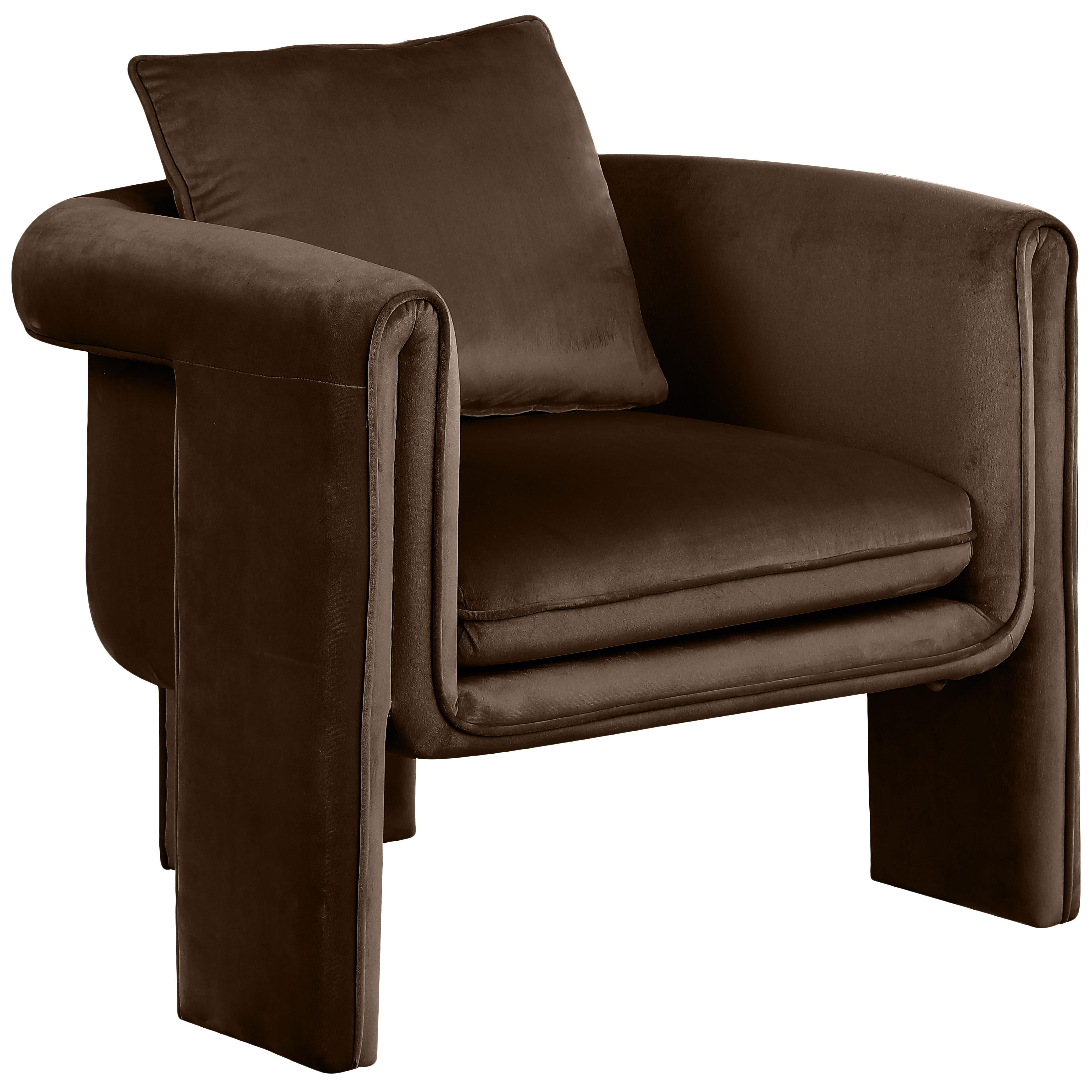 Meridian Sloan Brown Velvet Accent Chair