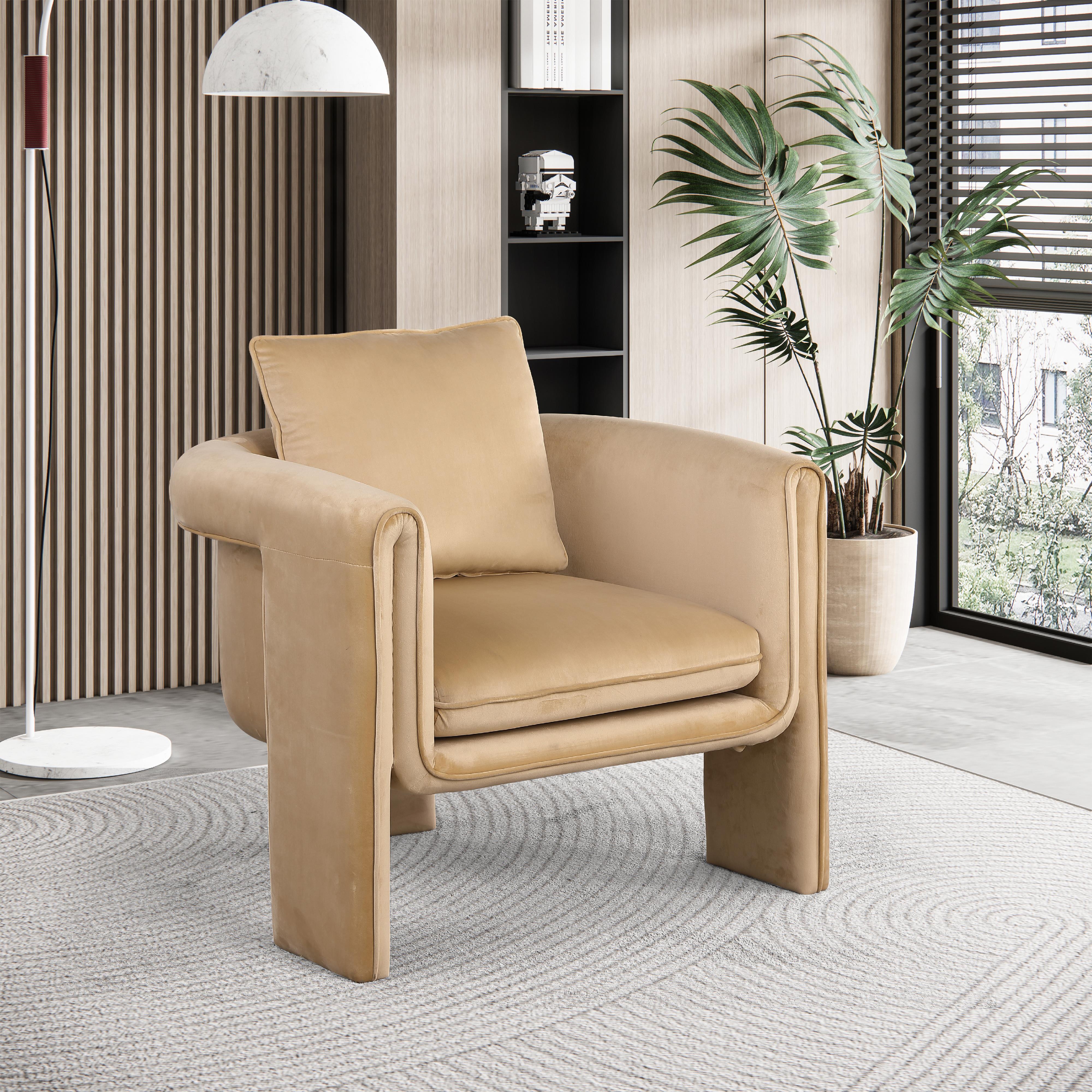 Meridian Sloan Camel Velvet Accent Chair