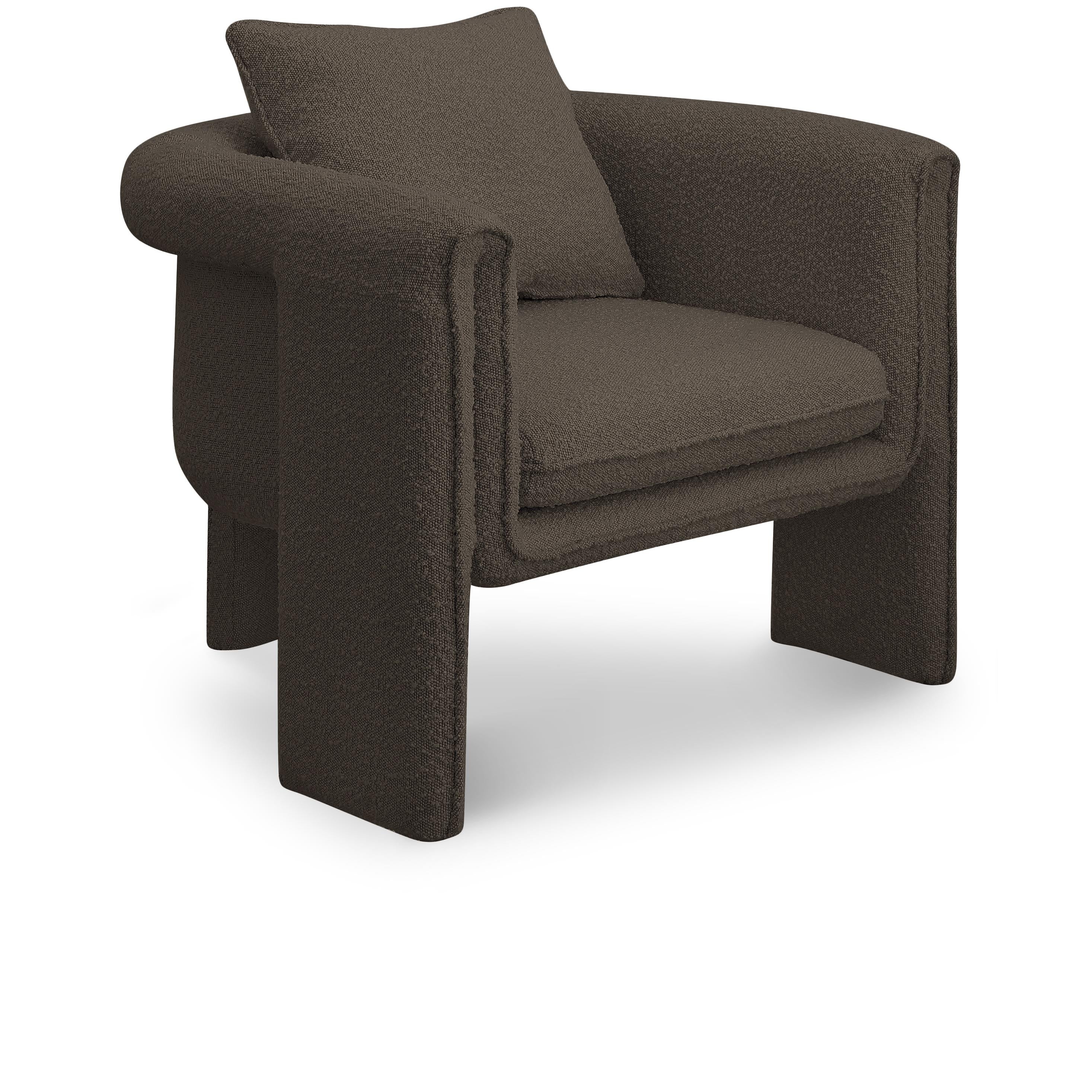 Meridian Stylus Brown Boucle Fabric Accent Chair