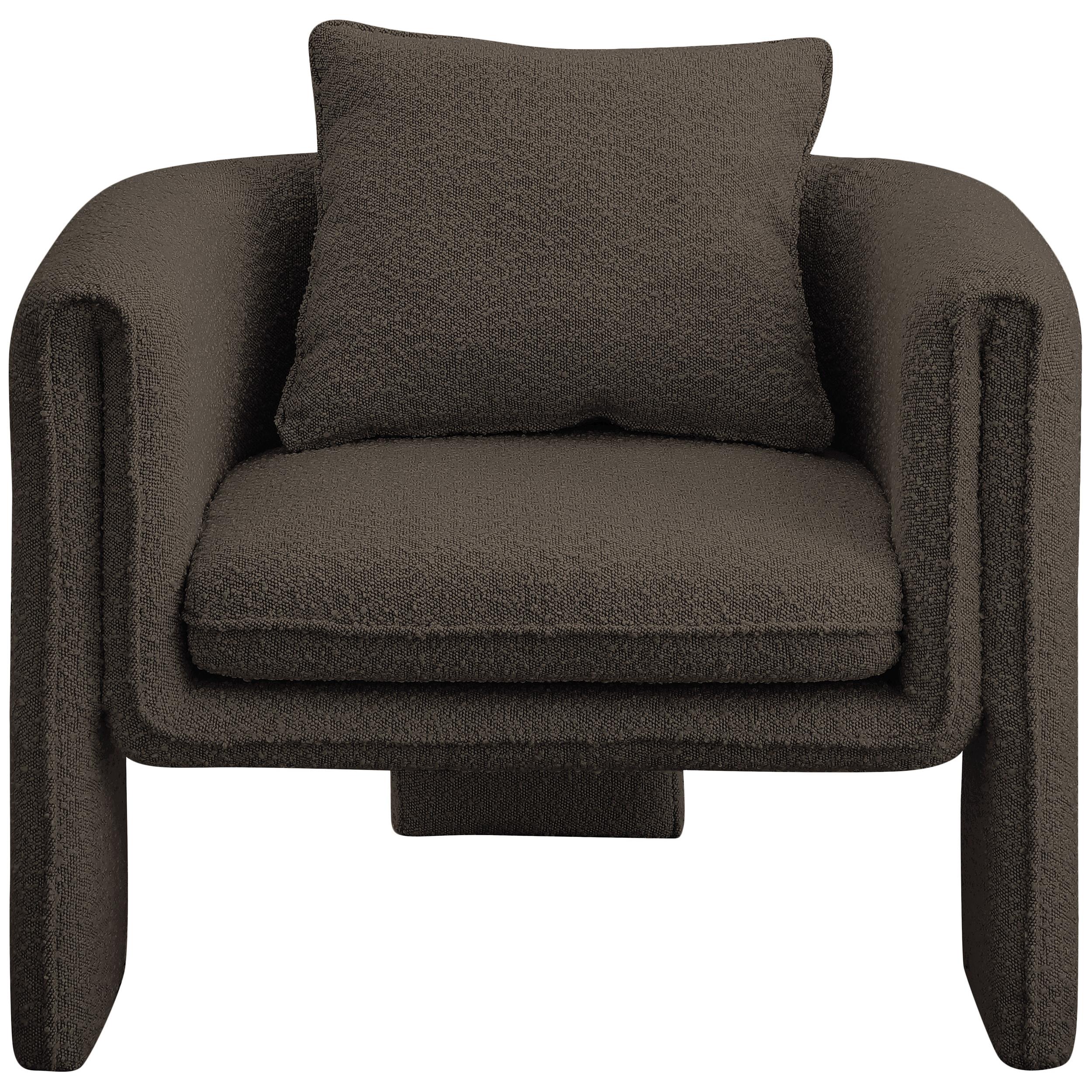 Meridian Stylus Brown Boucle Fabric Accent Chair