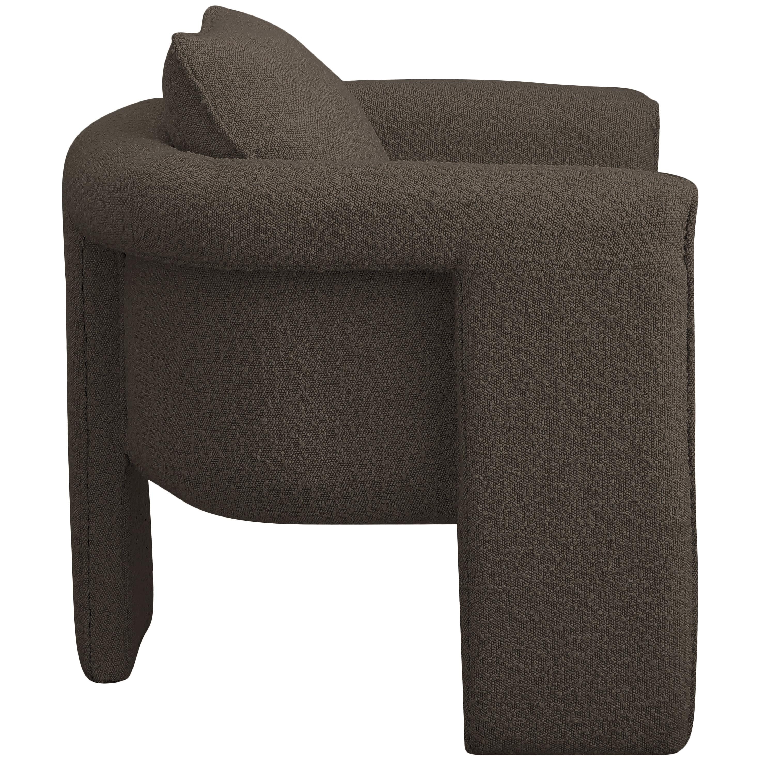 Meridian Stylus Brown Boucle Fabric Accent Chair