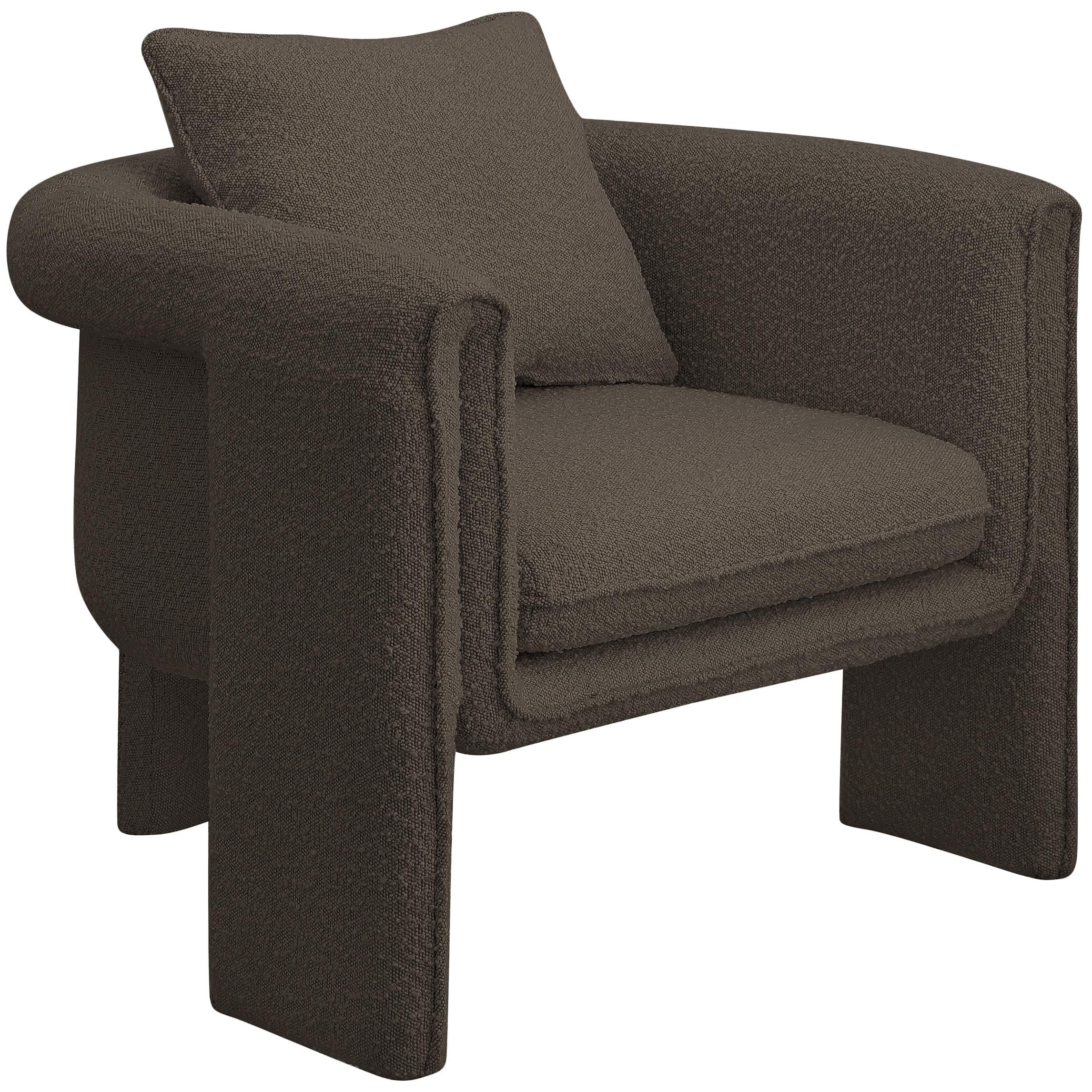 Meridian Stylus Brown Boucle Fabric Accent Chair