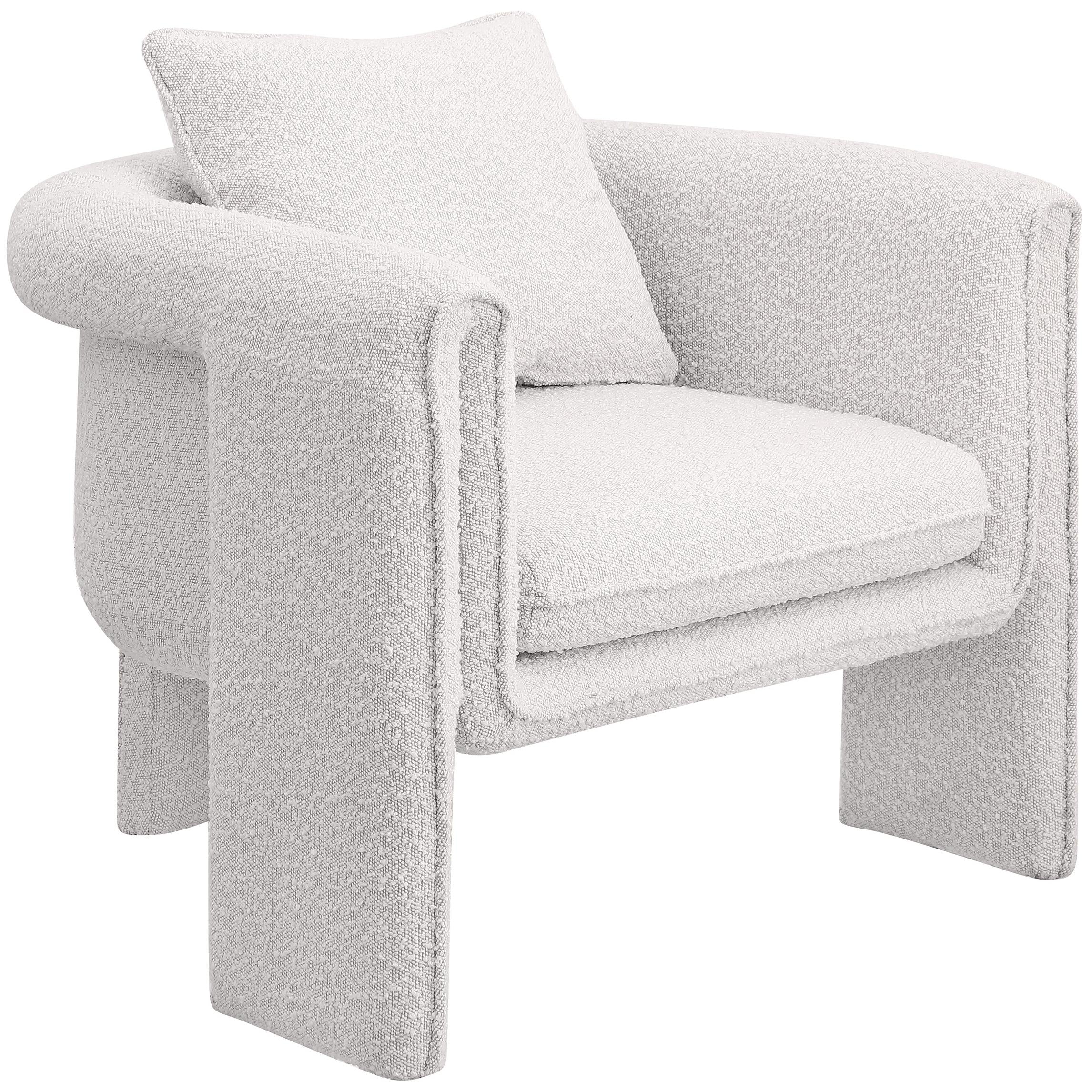 Meridian Stylus Cream Boucle Fabric Accent Chair