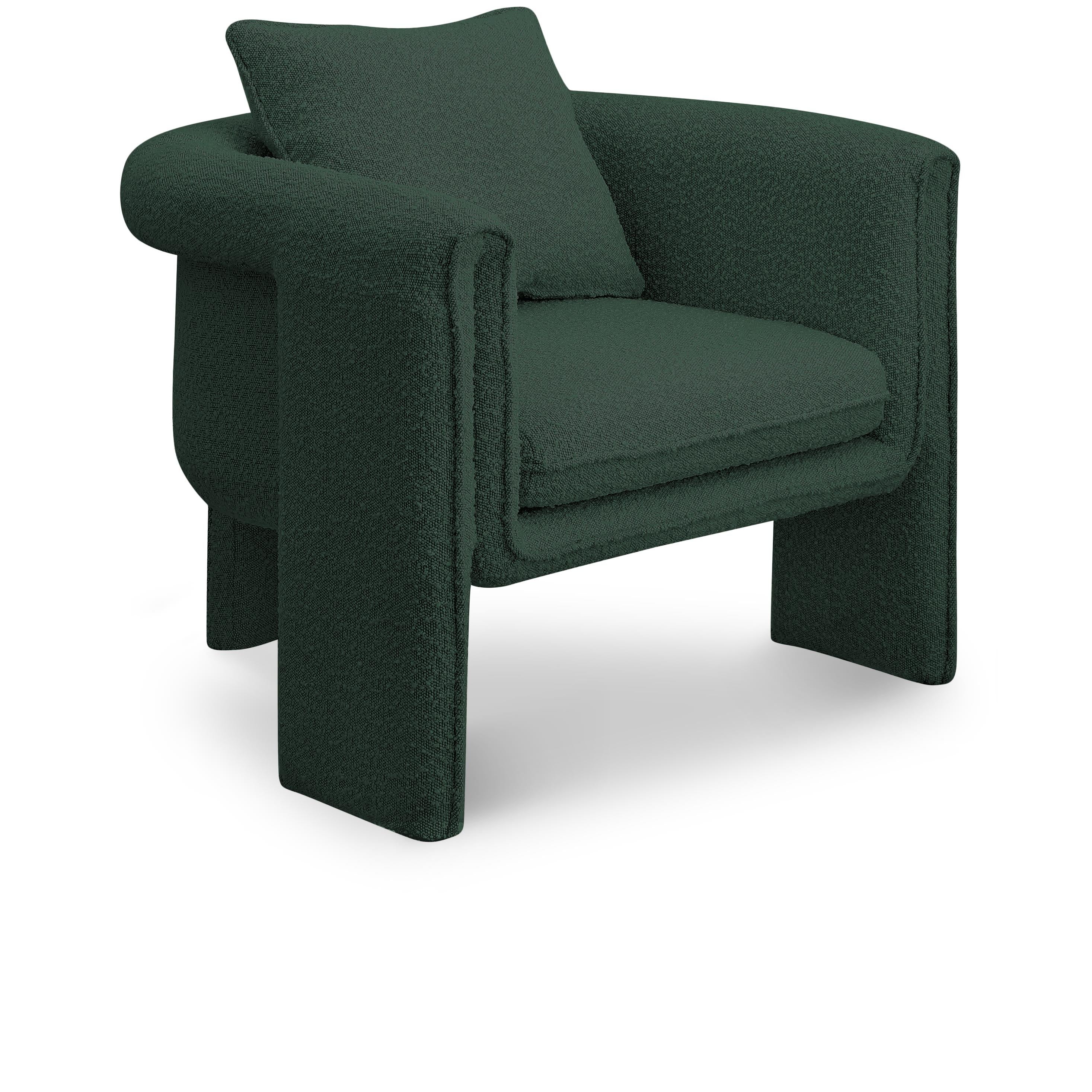 Meridian Stylus Green Boucle Fabric Accent Chair