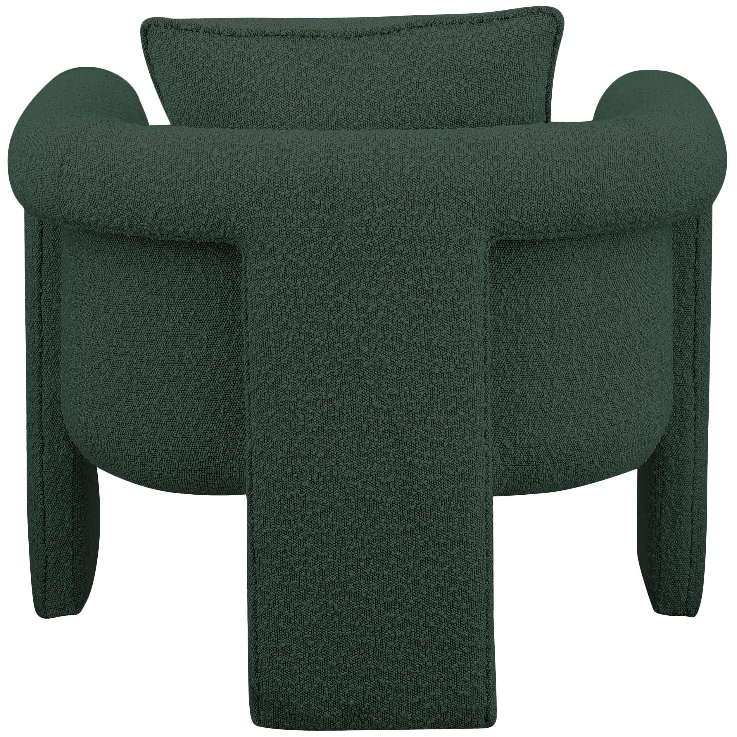 Meridian Stylus Green Boucle Fabric Accent Chair