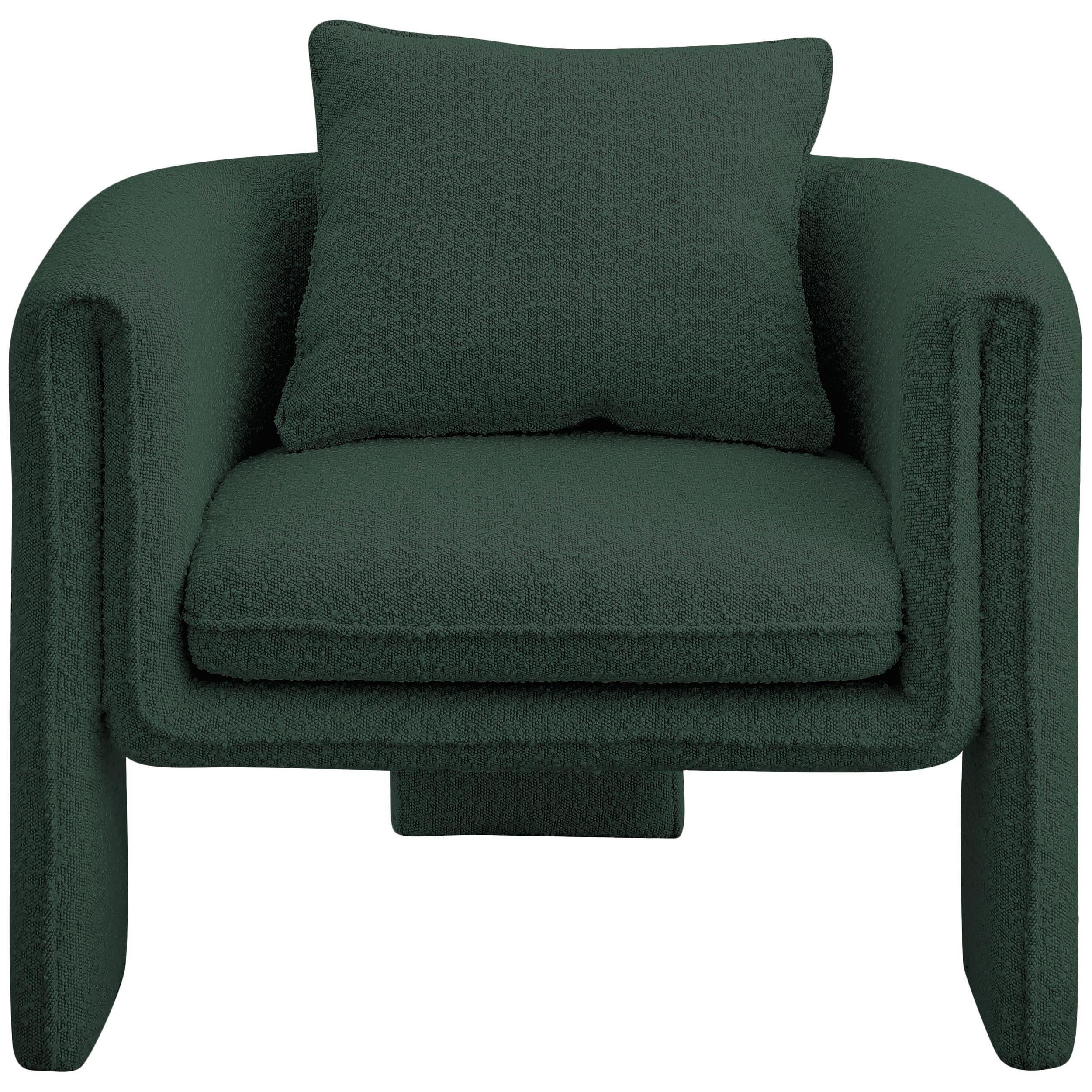 Meridian Stylus Green Boucle Fabric Accent Chair