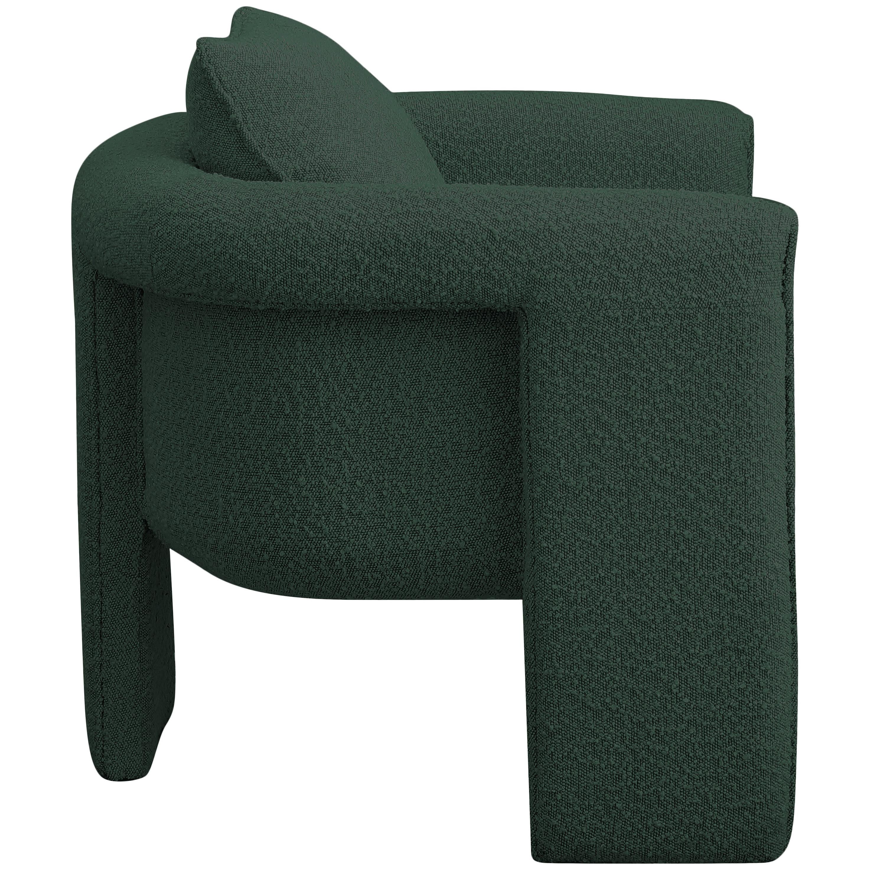 Meridian Stylus Green Boucle Fabric Accent Chair