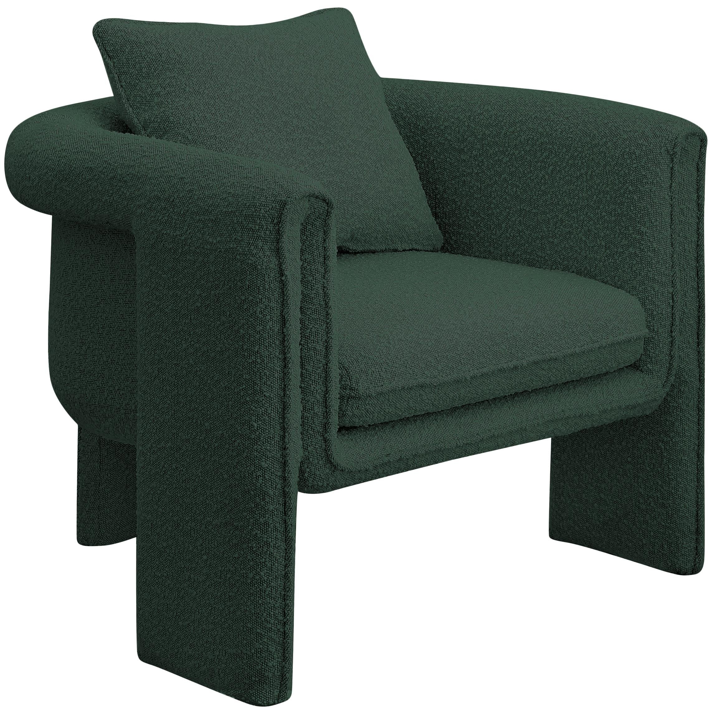 Meridian Stylus Green Boucle Fabric Accent Chair