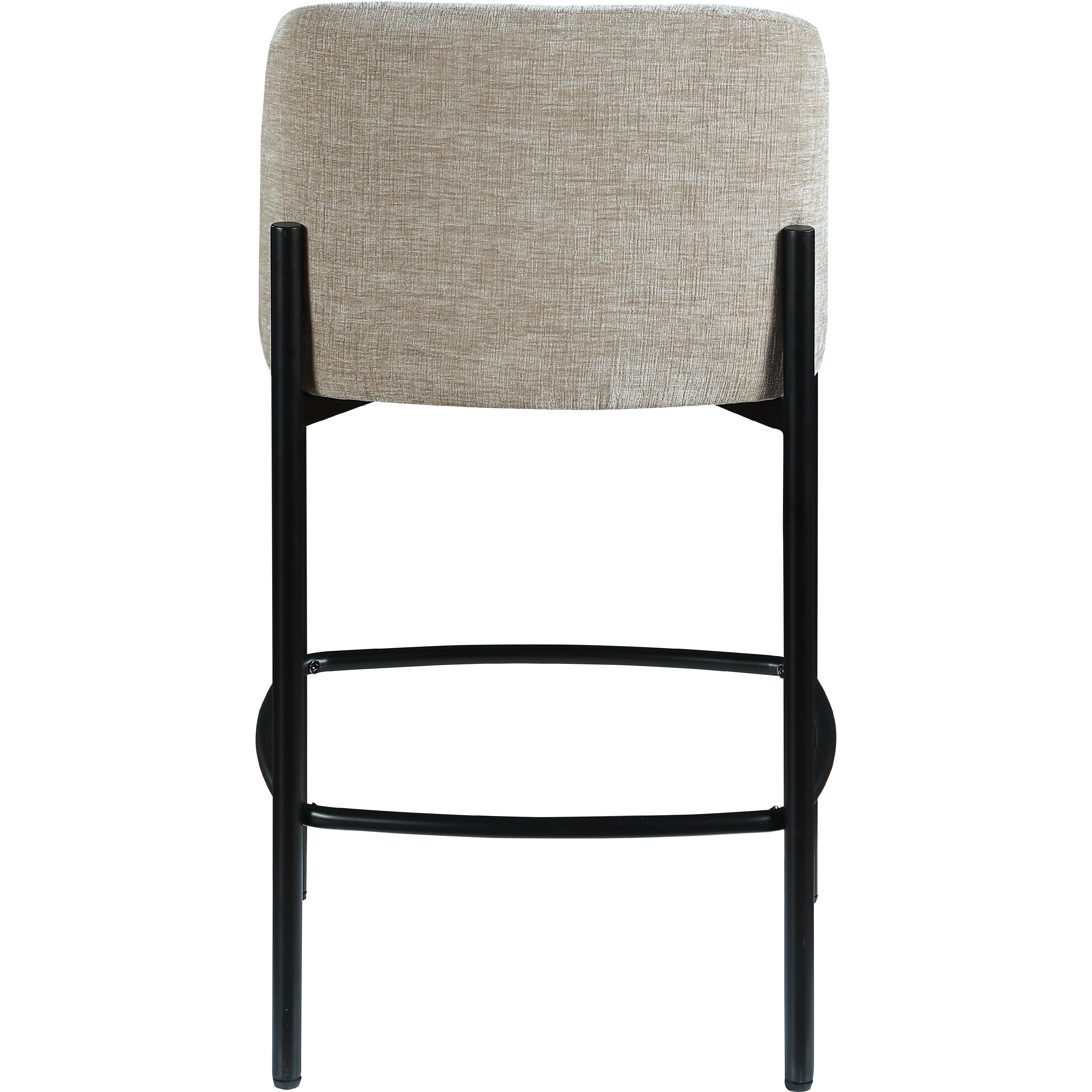 Meridian Burton Beige Chenille Fabric Stool