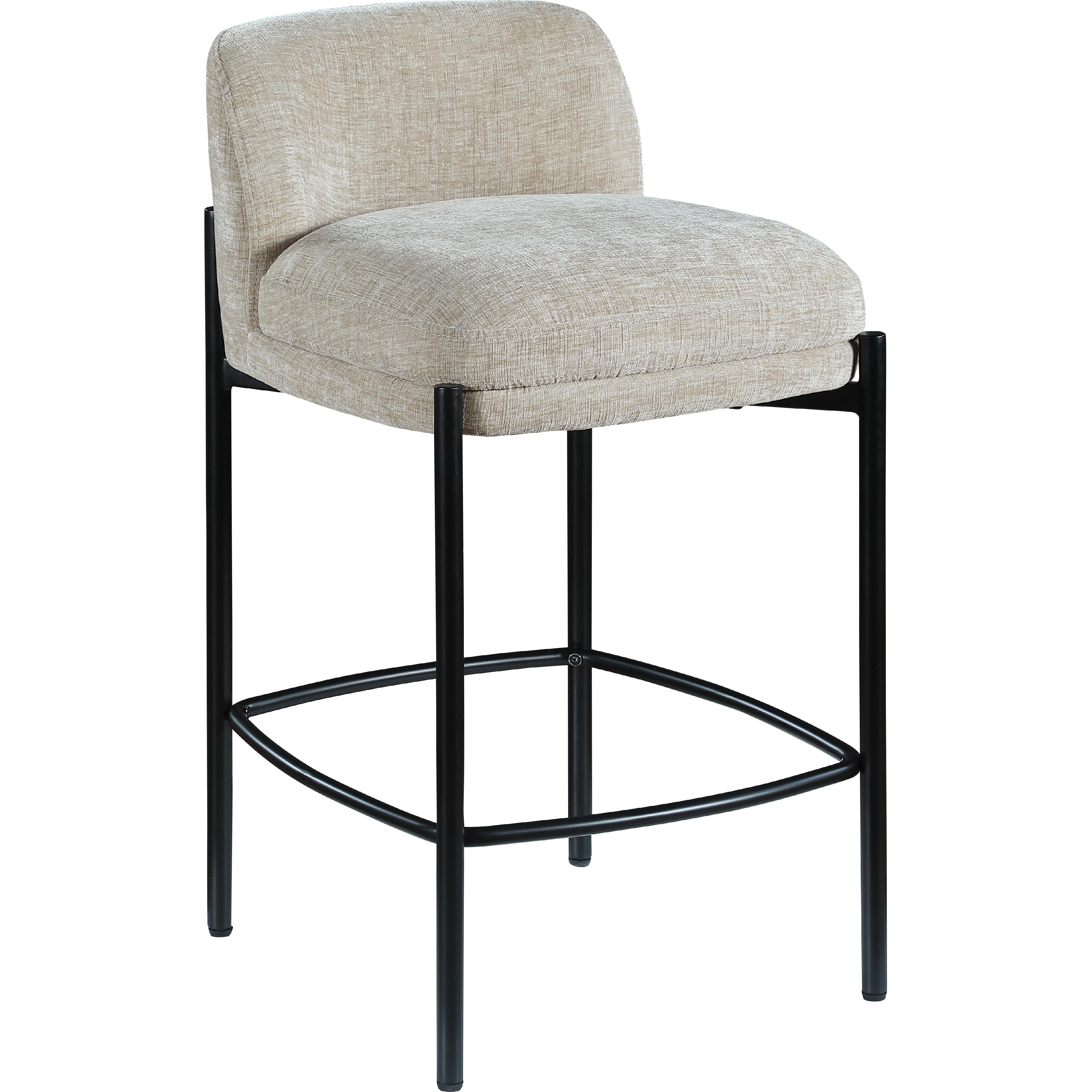 Meridian Burton Beige Chenille Fabric Stool