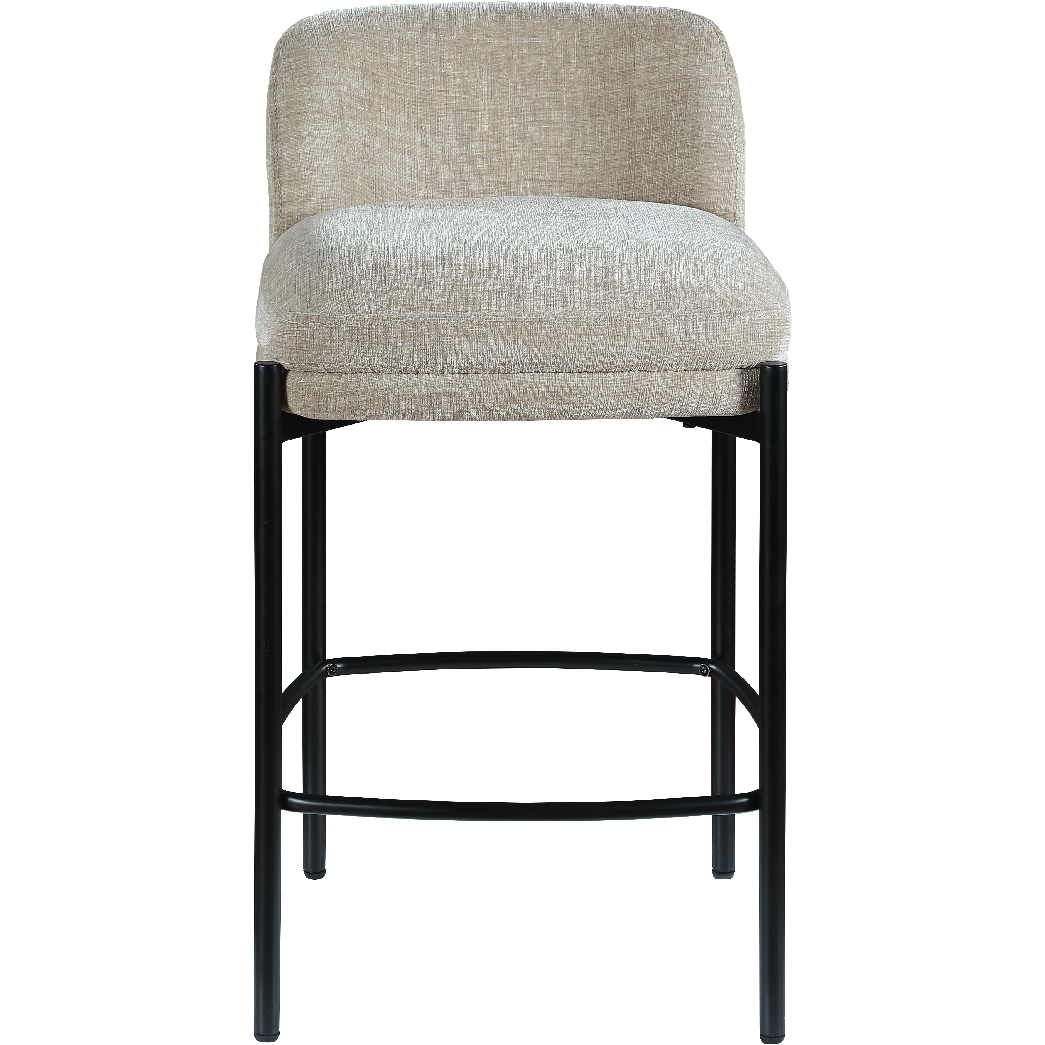 Meridian Burton Beige Chenille Fabric Stool