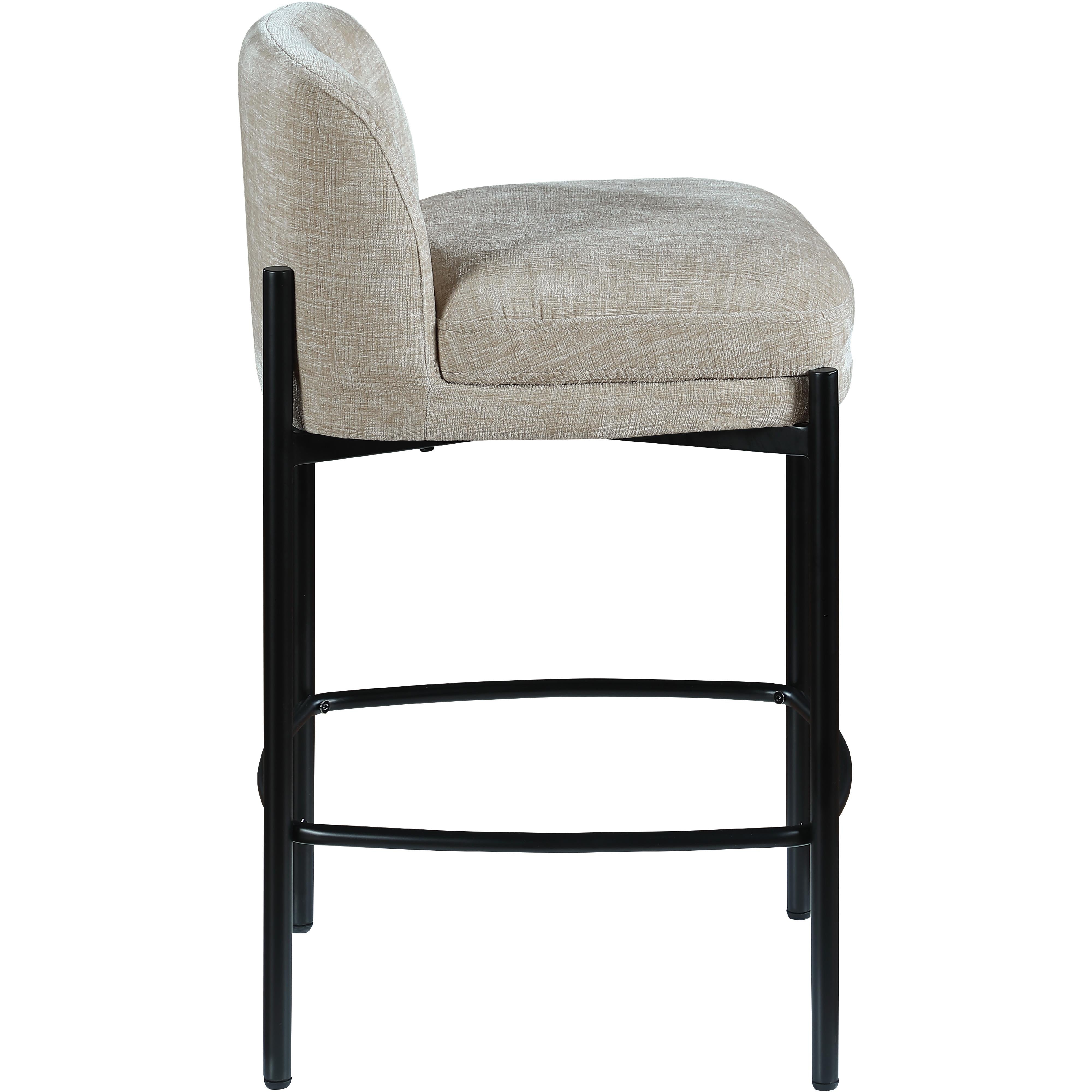 Meridian Burton Beige Chenille Fabric Stool