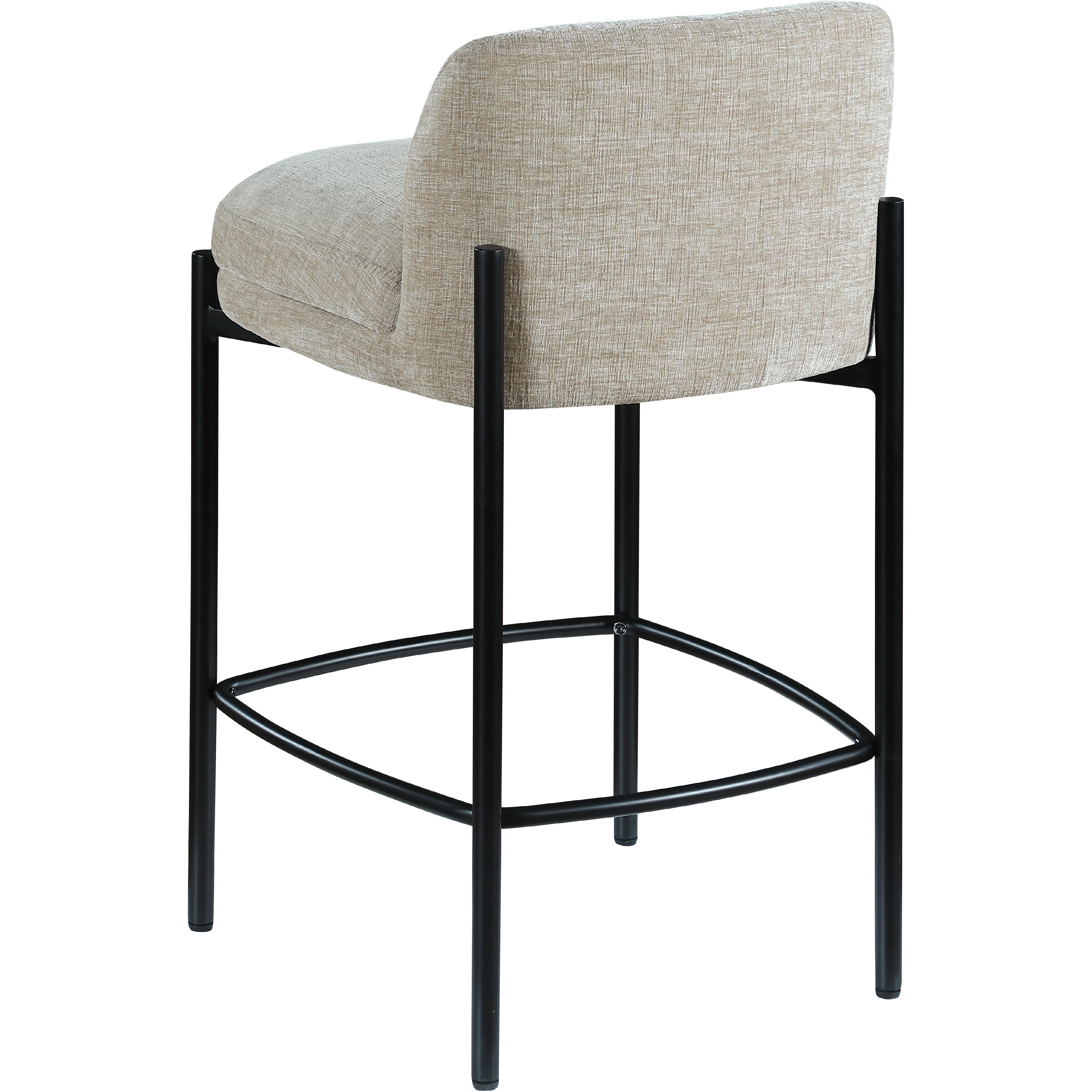 Meridian Burton Beige Chenille Fabric Stool