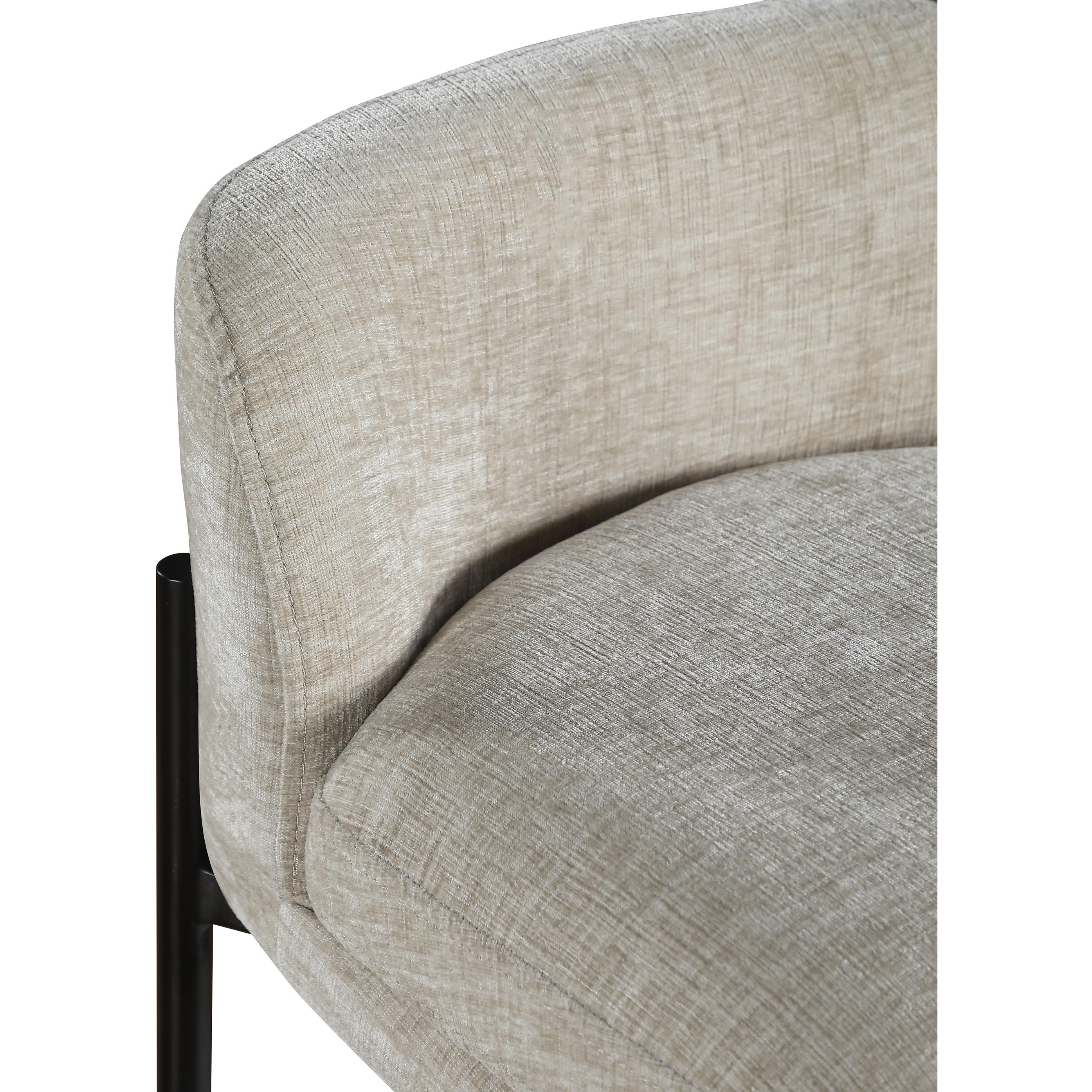 Meridian Burton Beige Chenille Fabric Stool